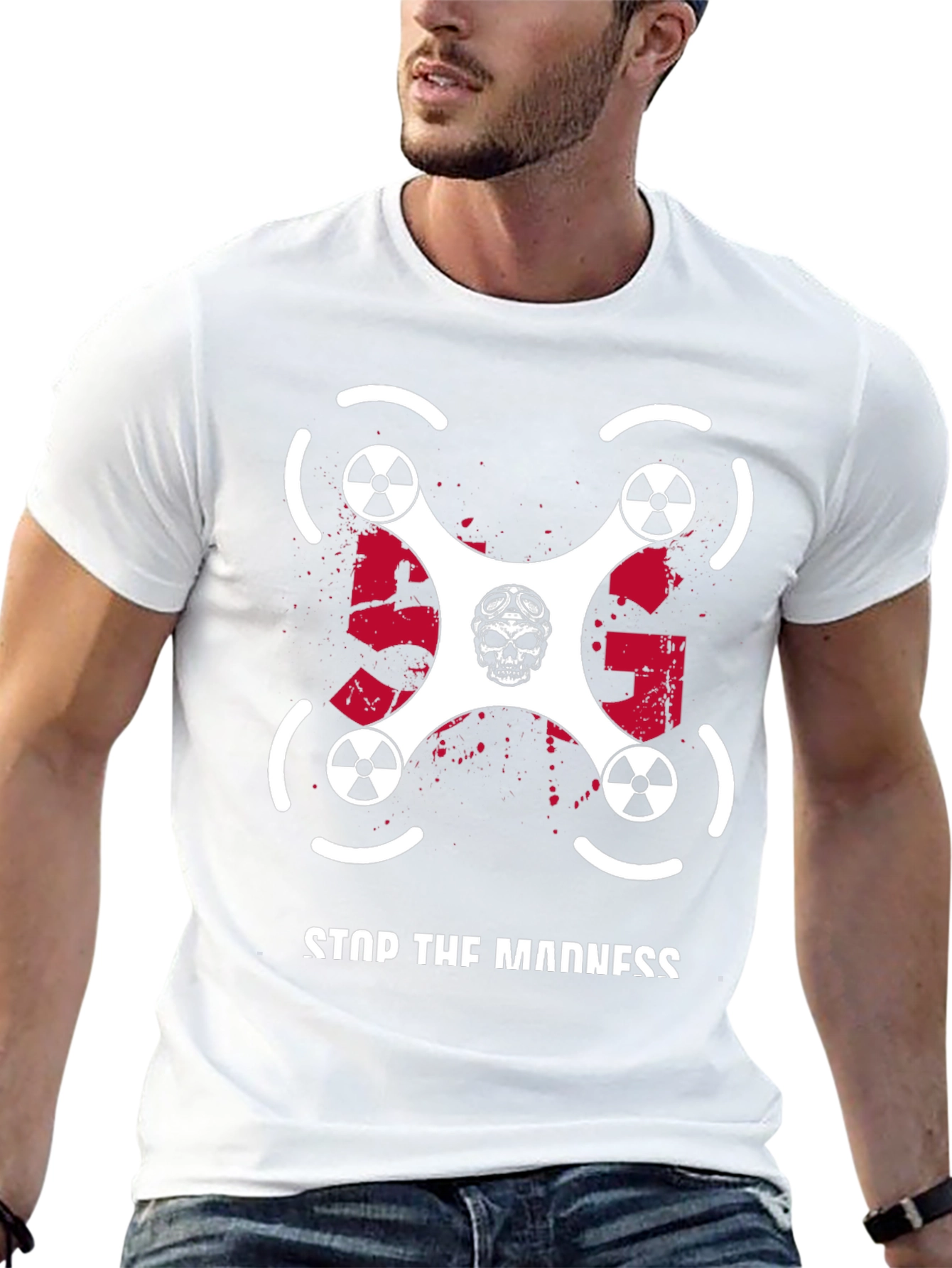 Black Stop The Madness Drone T-Shirt view 13