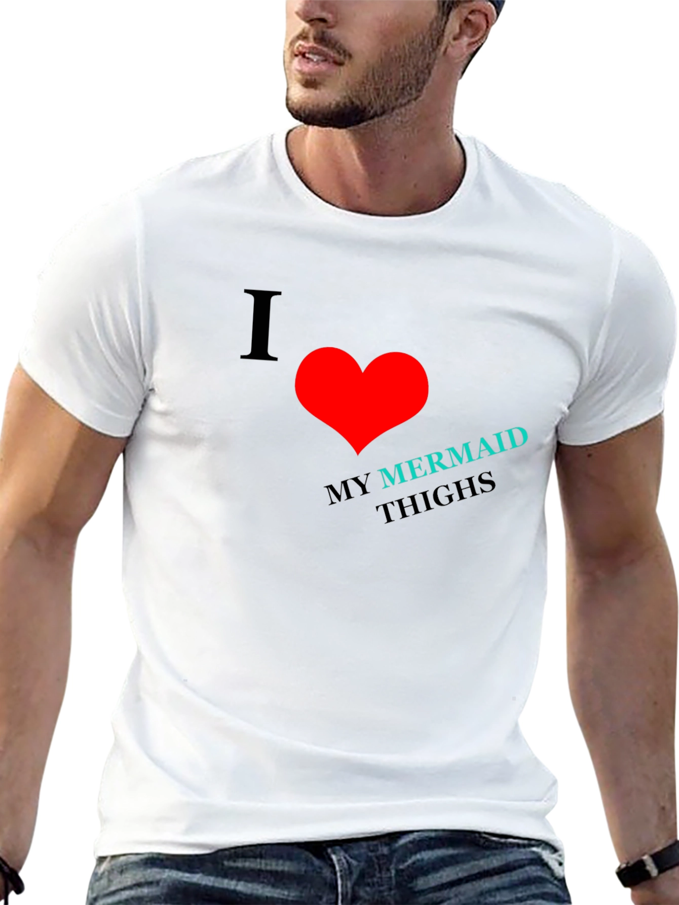 Black I Heart Mermaid Thighs Black T-Shirt view 13