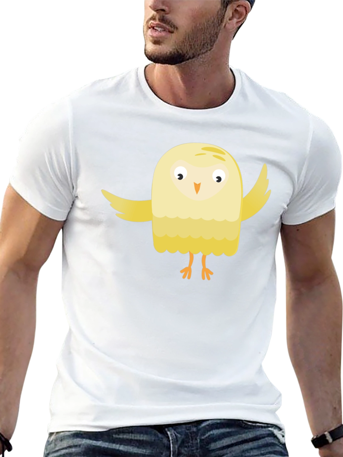 Black Cute Cartoon Bird Black T-Shirt view 13