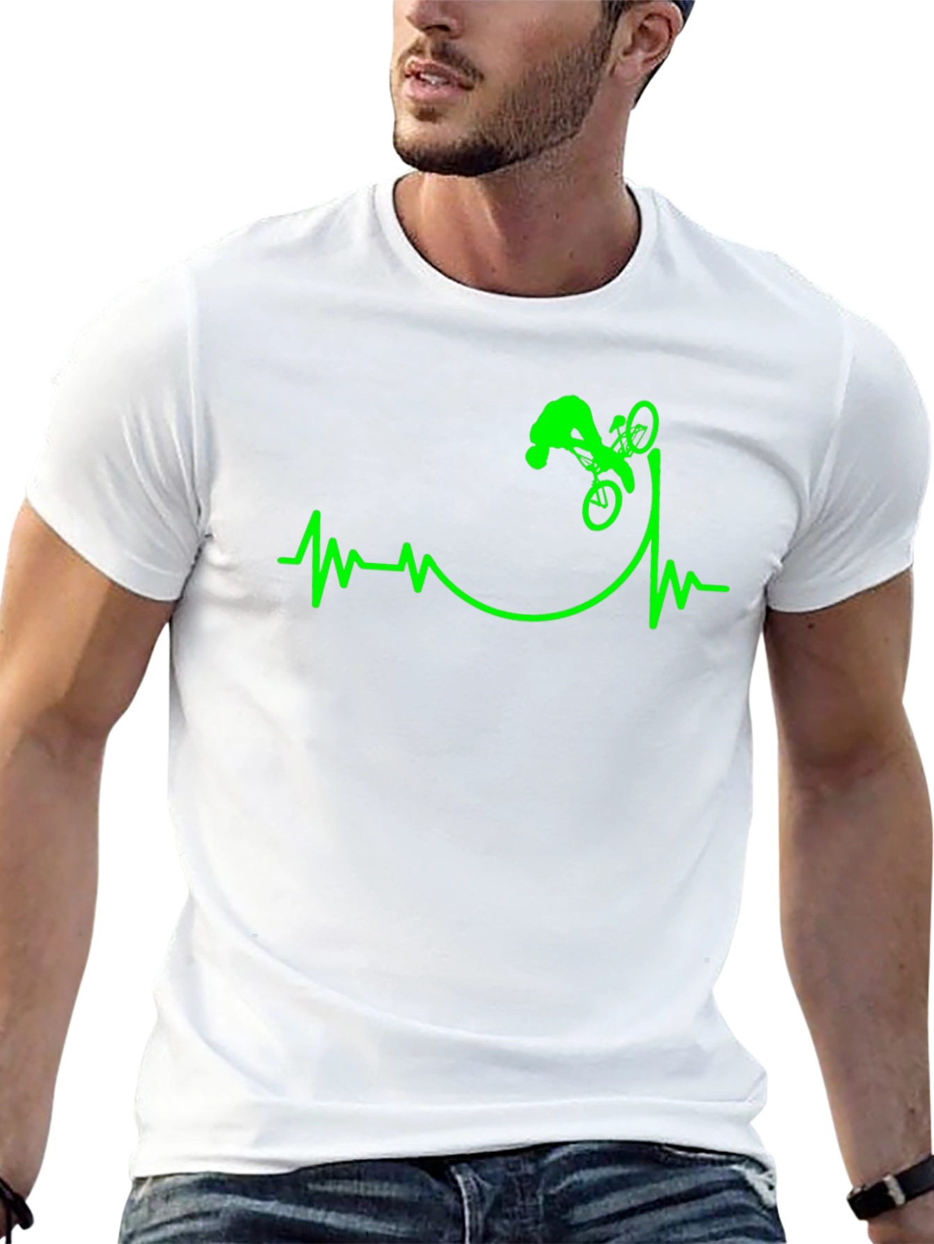 Black Mountain Bike Heartbeat T-Shirt - Black view 13