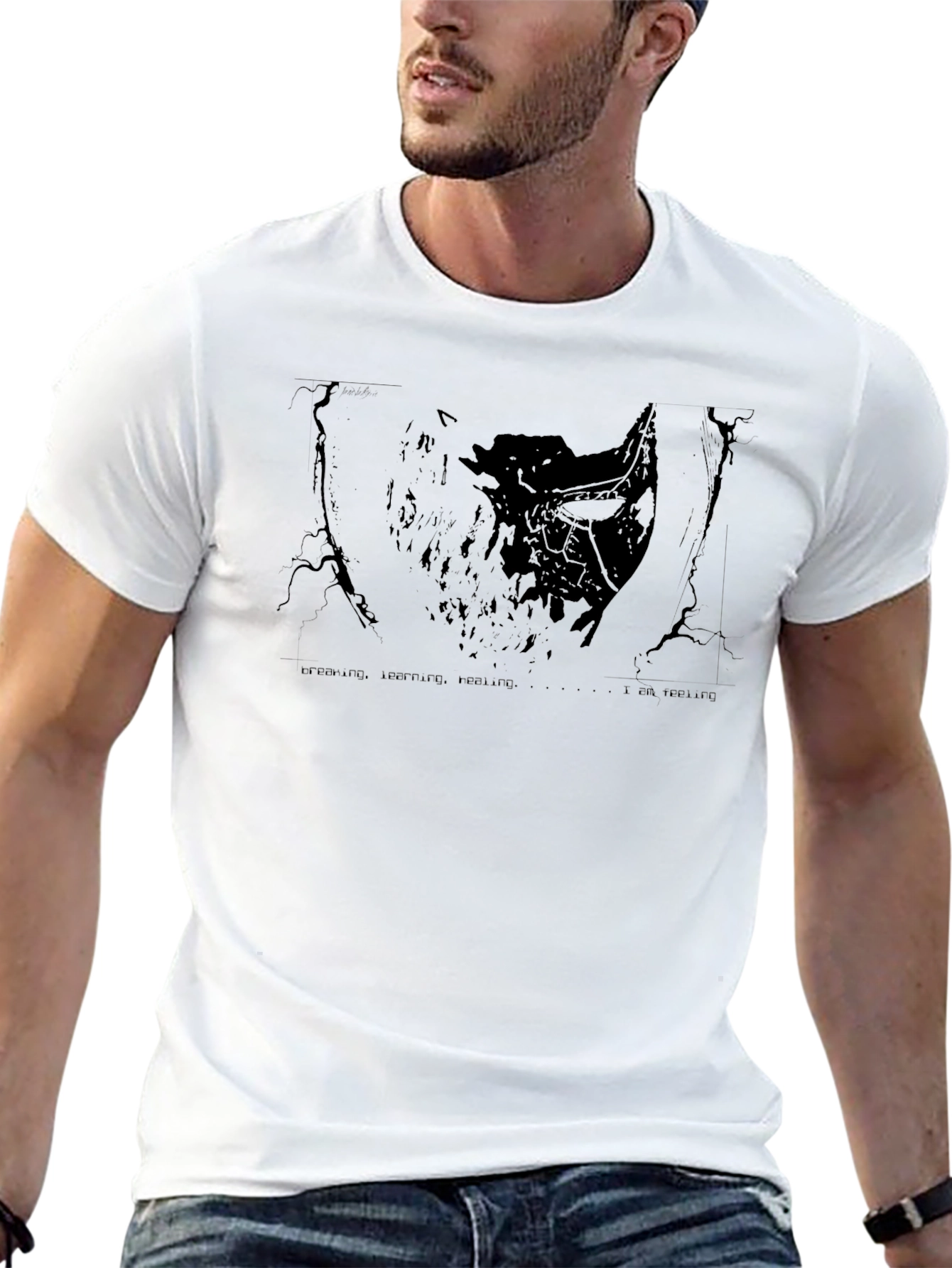 Black Abstract Graphic Print Black T-Shirt view 13