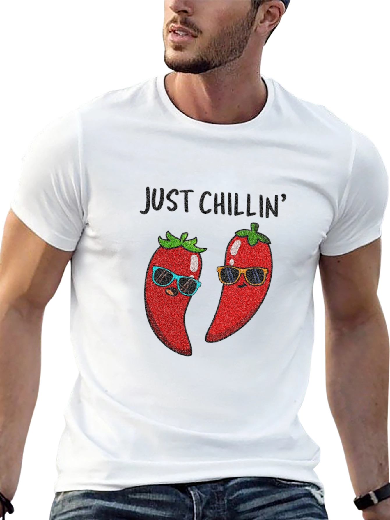 Black Just Chillin' Chili Pepper Graphic Tee view 13