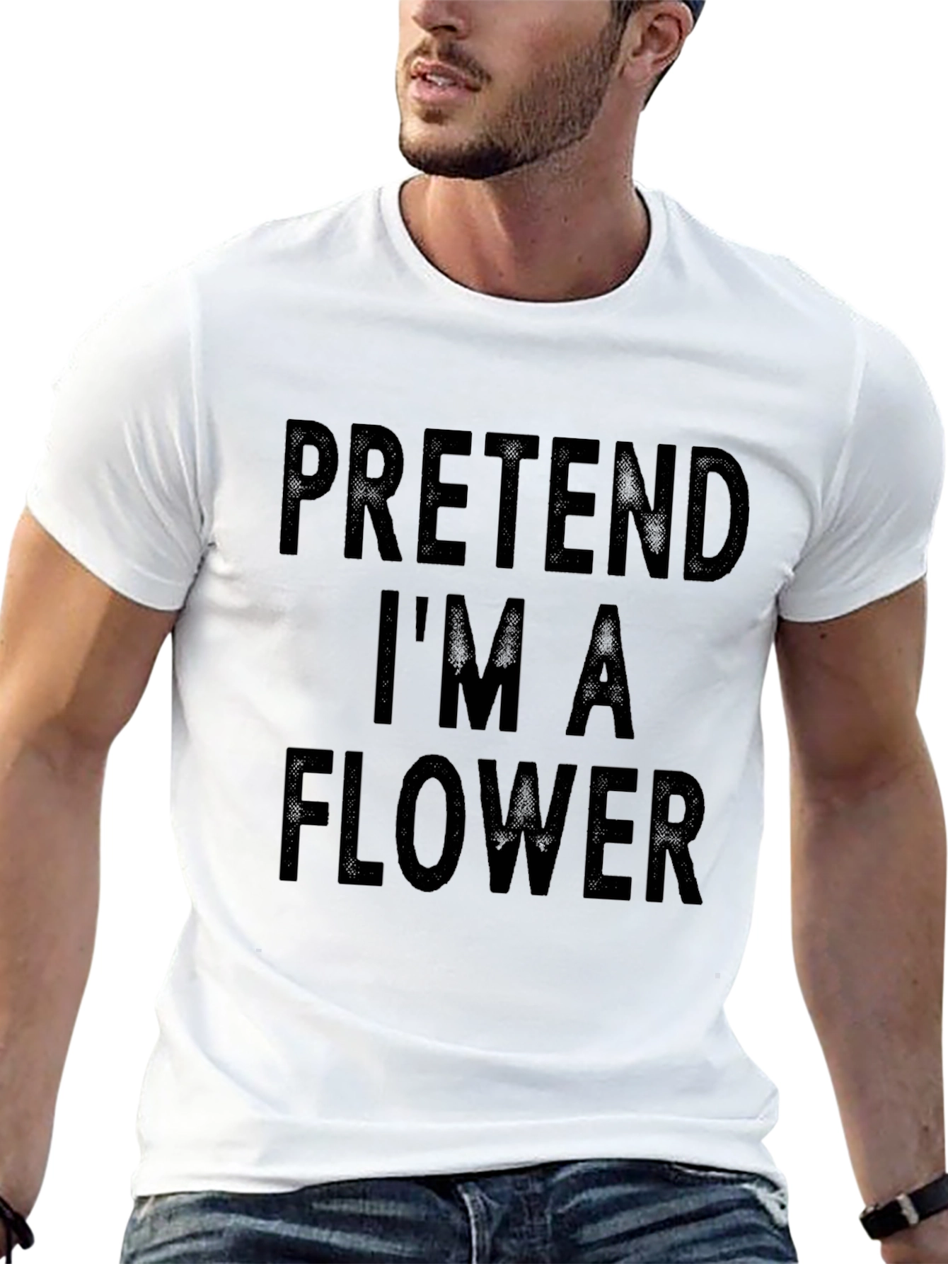 Black Pretend I'm a Flower T-Shirt - Funny Costume Tee view 13