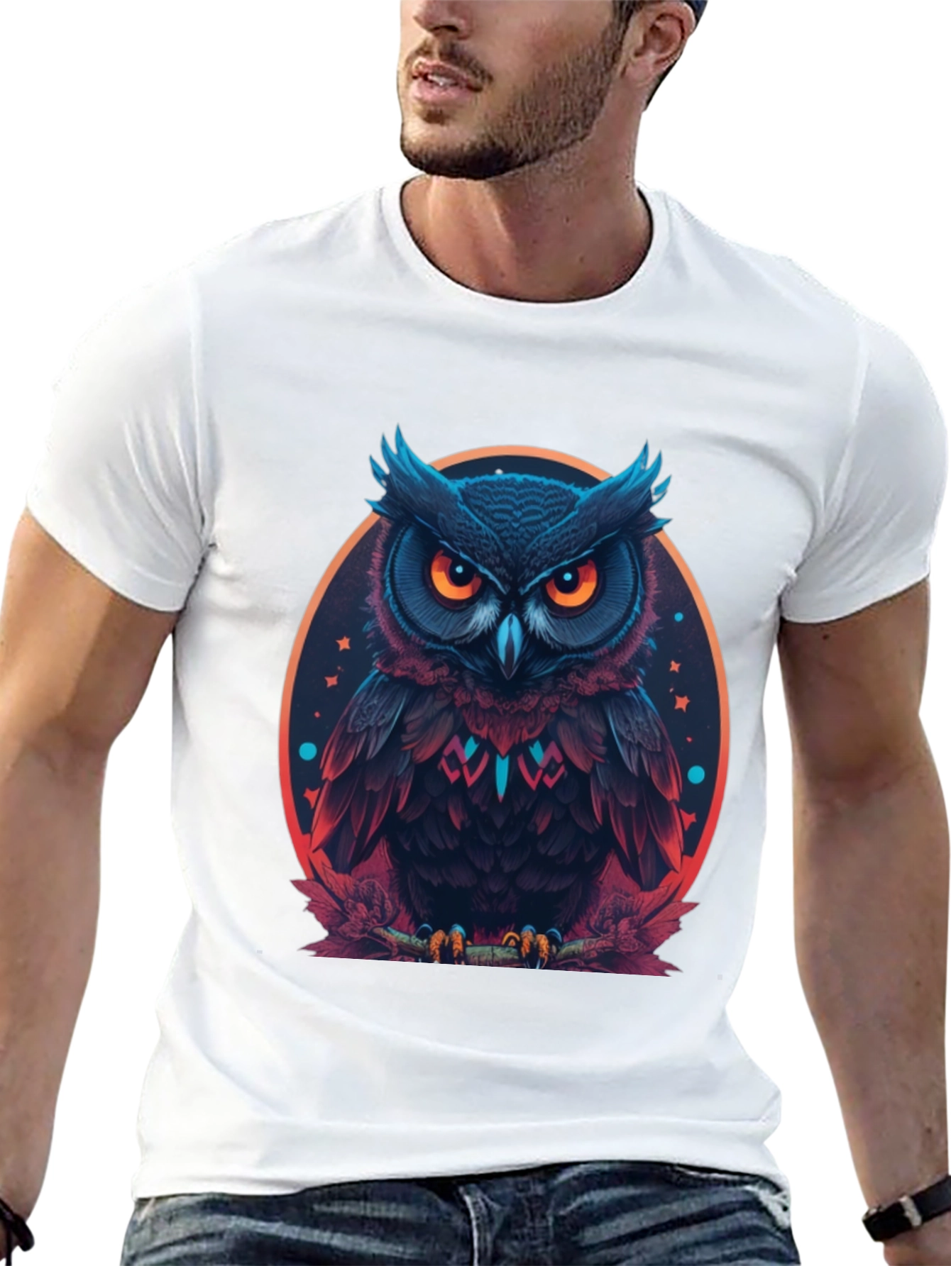 Black Men's Black Owl Graphic Tee view 13