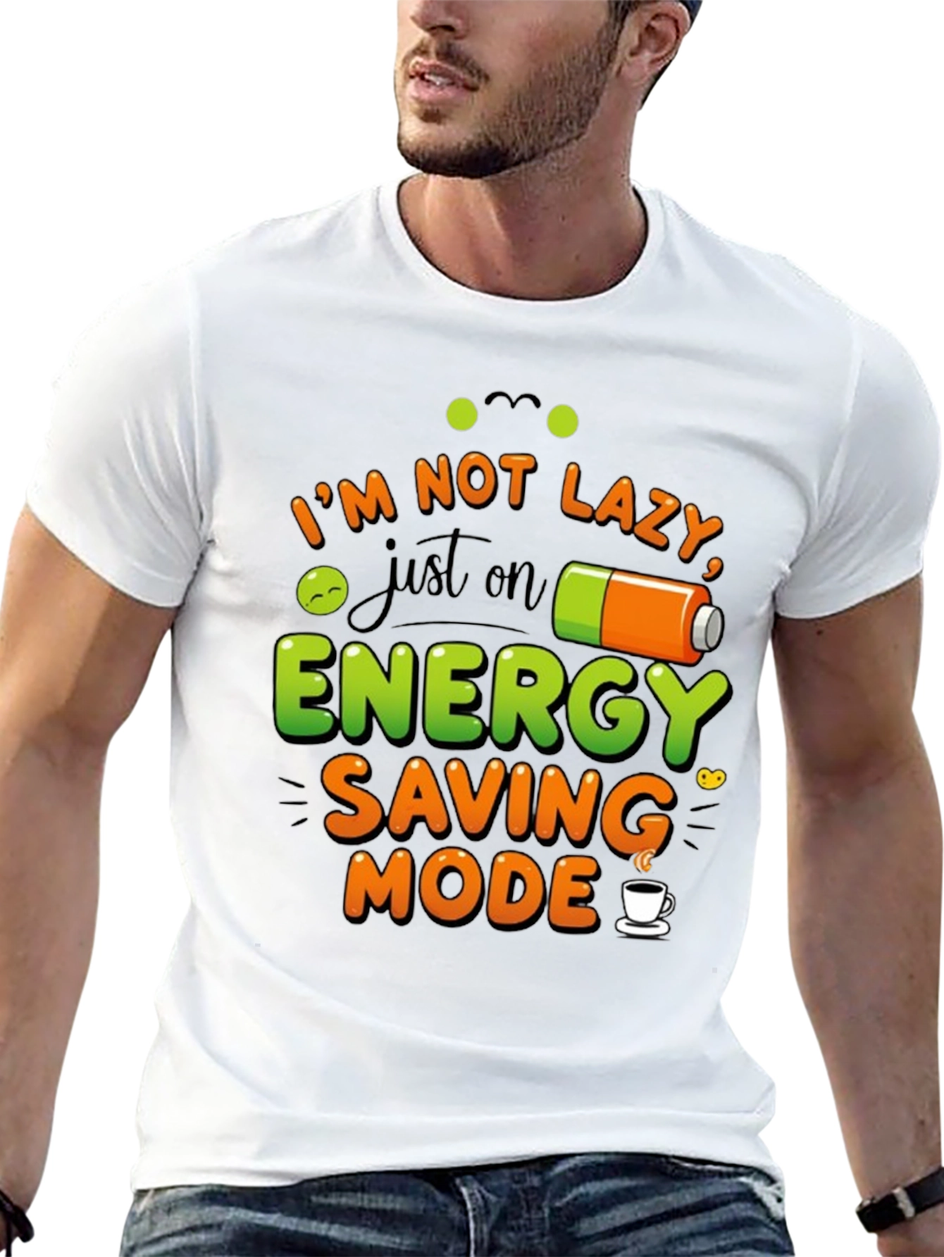 Black Energy Saving Mode Black Graphic T-Shirt view 13