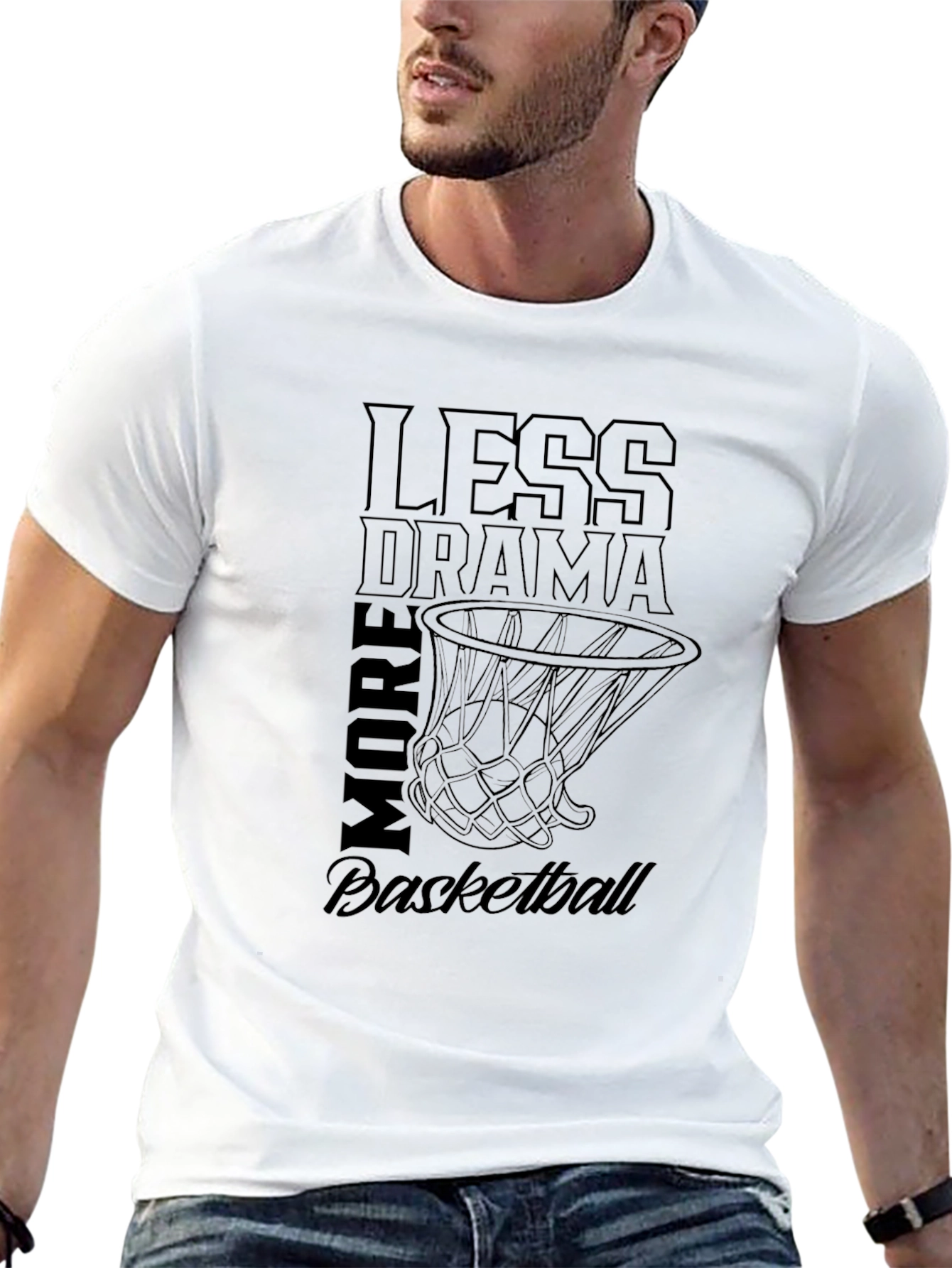 Black Less Drama More Basketball Graphic Tee view 13