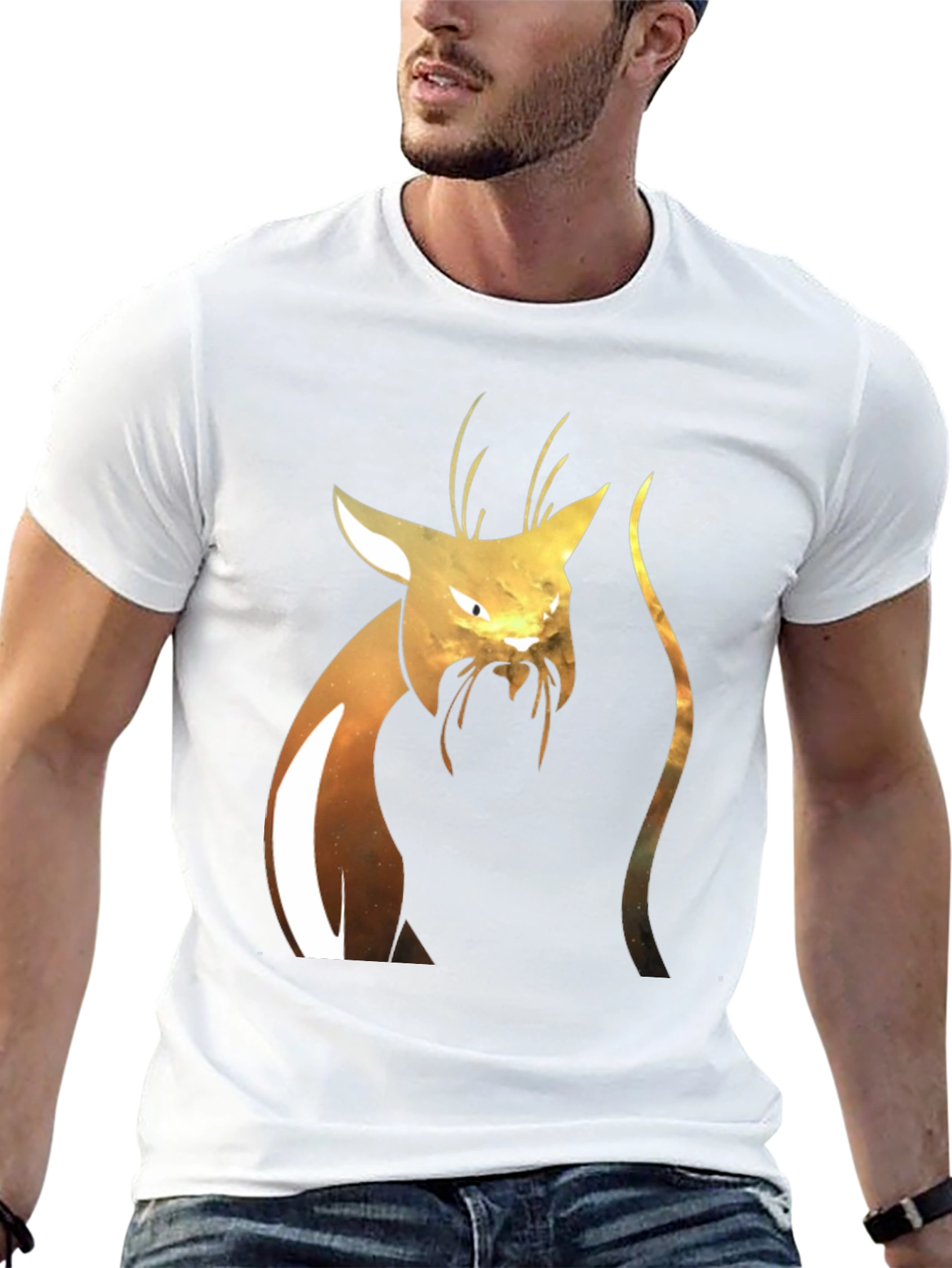 Black Abstract Cat Graphic T-Shirt view 13