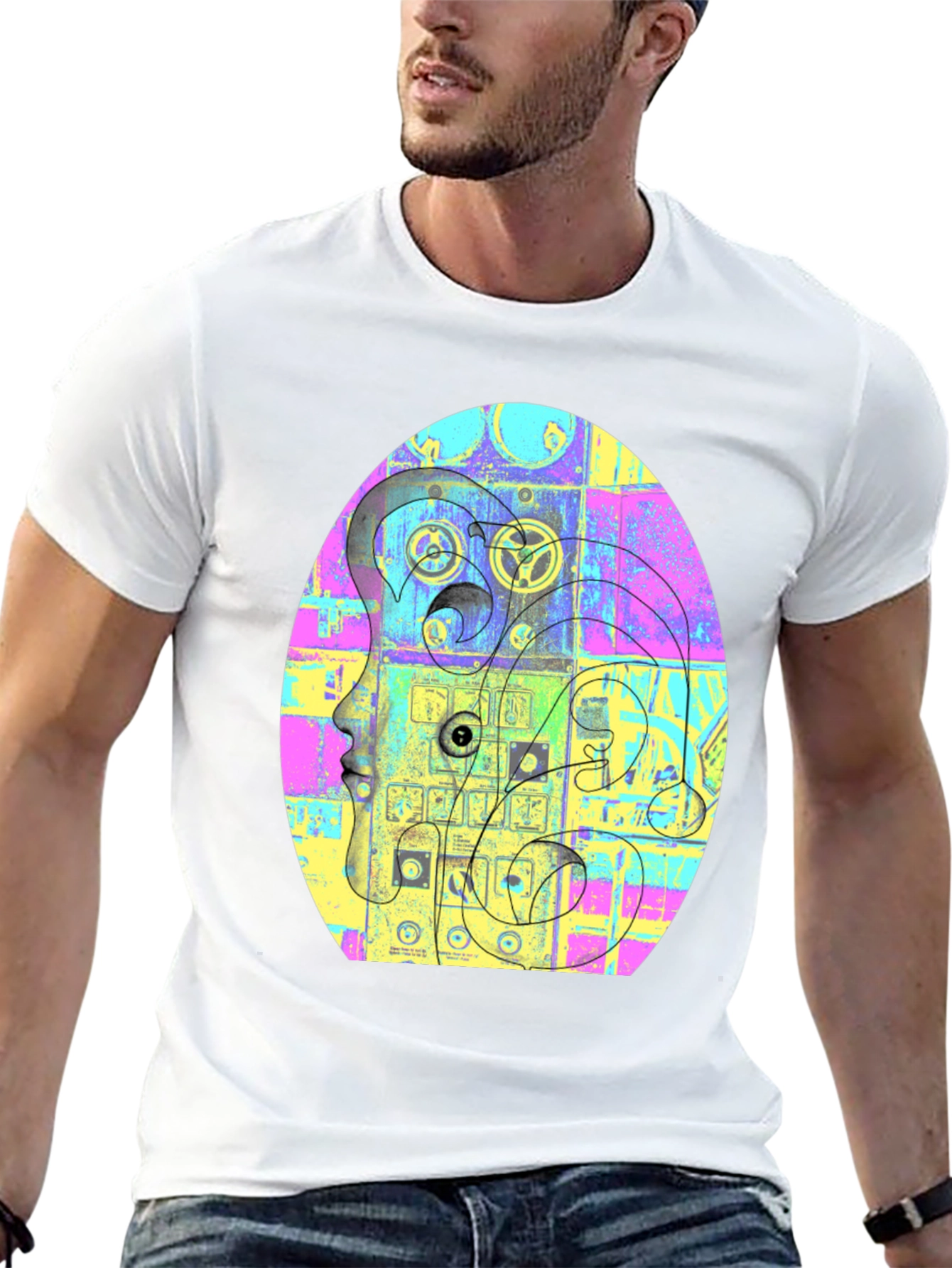 Black Abstract Face Graphic Tee - Unique Style view 13