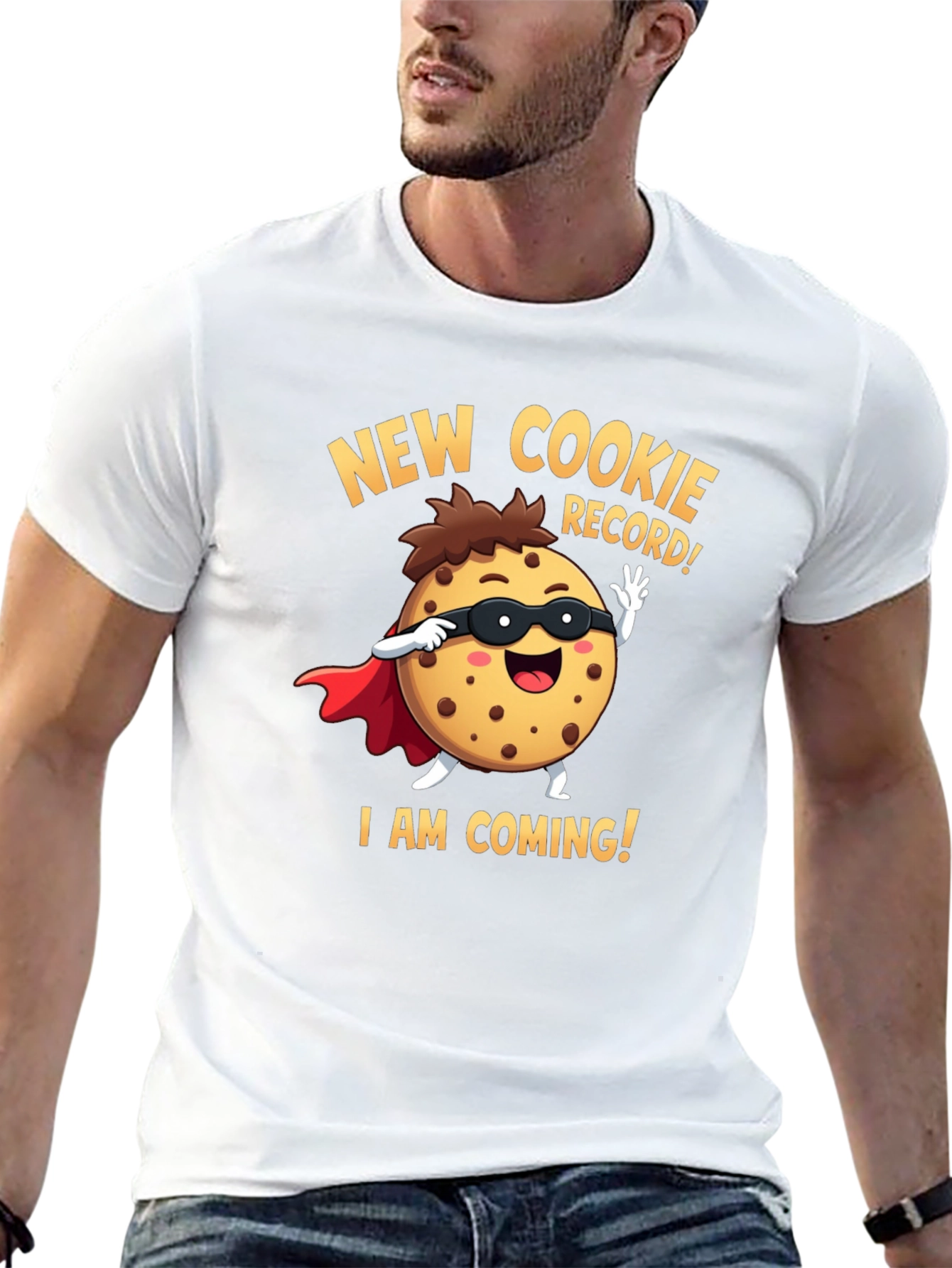 Black New Cookie Record Funny Cartoon Graphic T-Shirt view 13