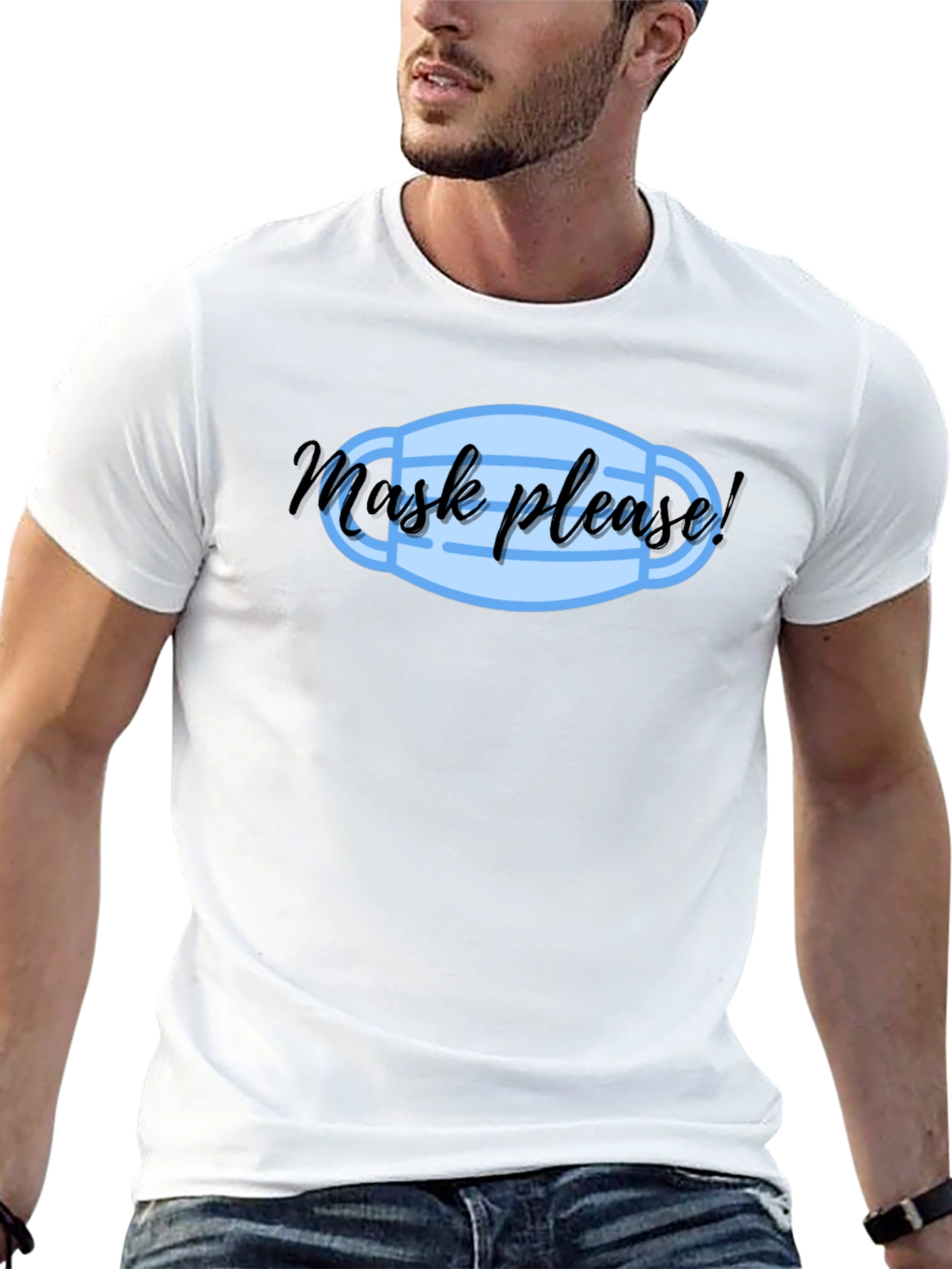 Black Mask Please! Novelty Graphic T-Shirt view 13