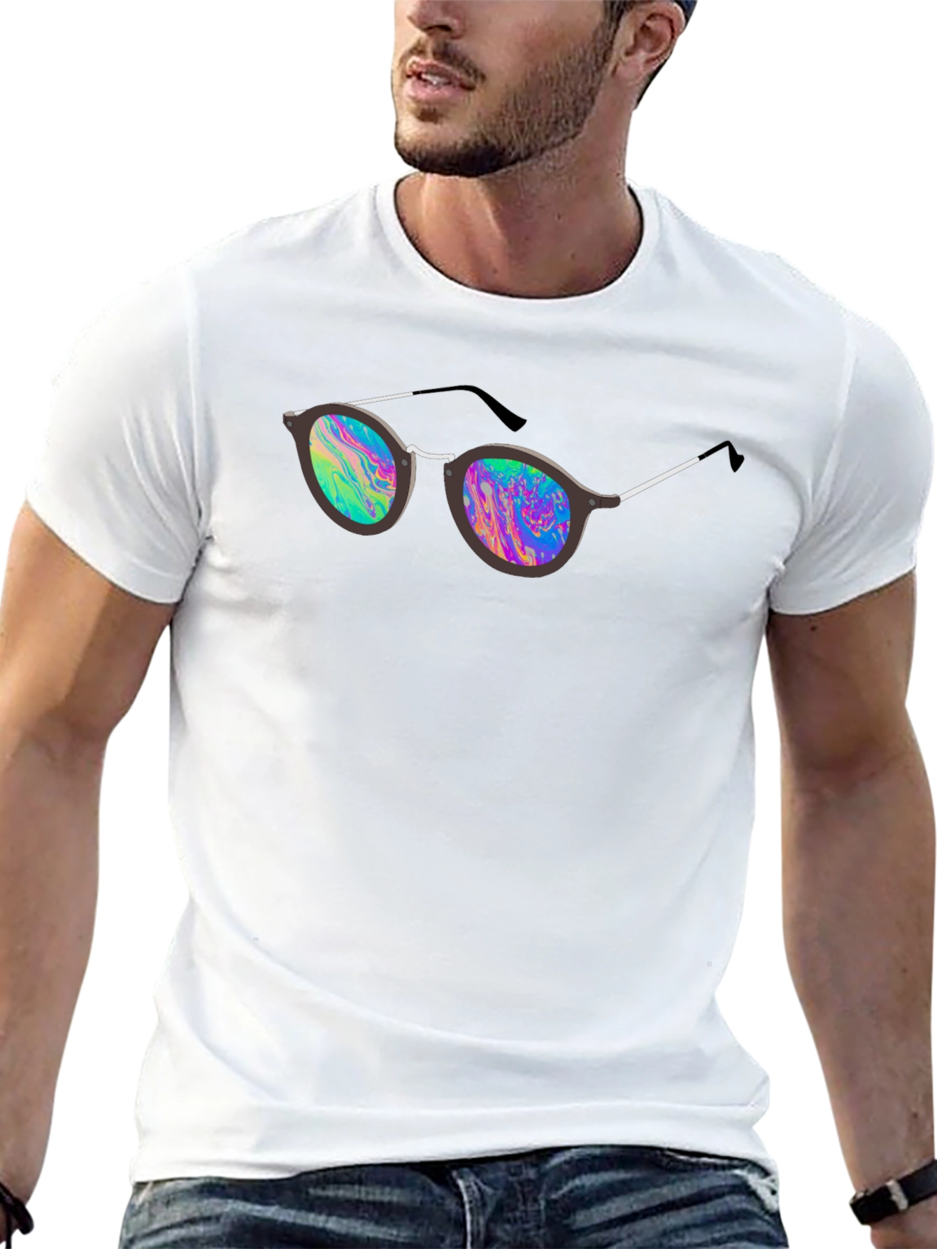 Black Retro Sunglasses Graphic Tee - Men's Black T-Shirt view 13