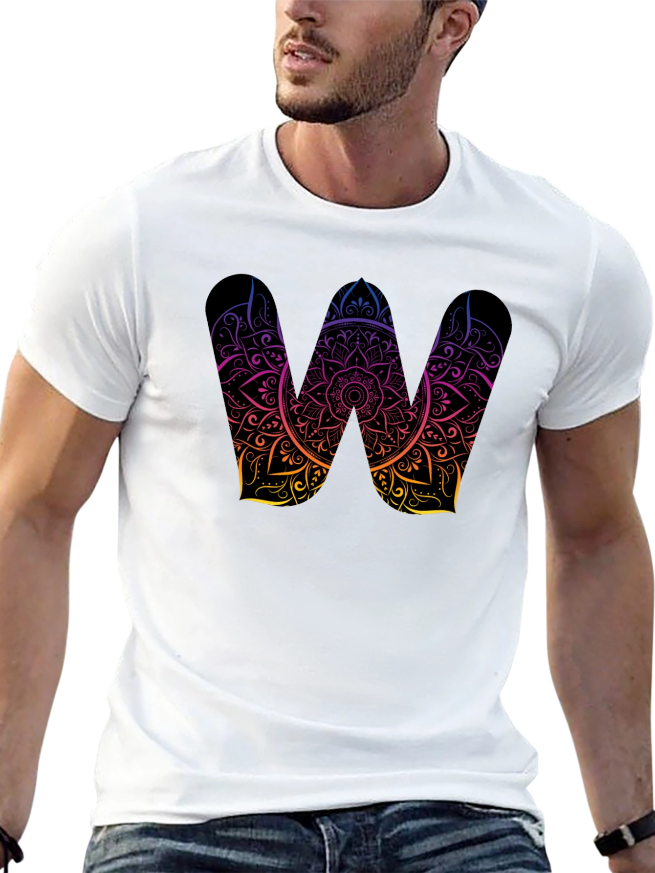 Black Mandala W Black T-Shirt view 13