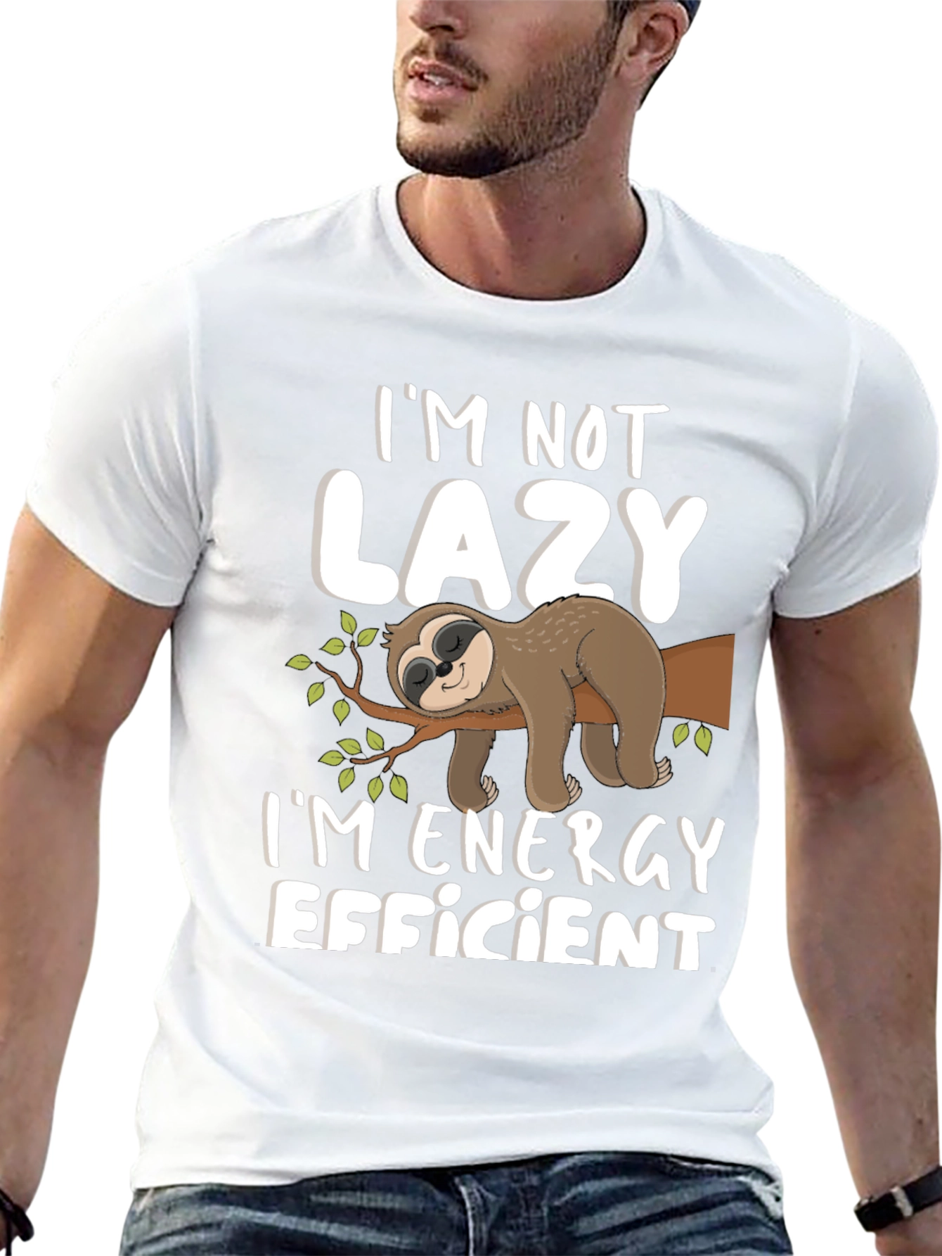 Black I'm Not Lazy Sloth T-Shirt view 13