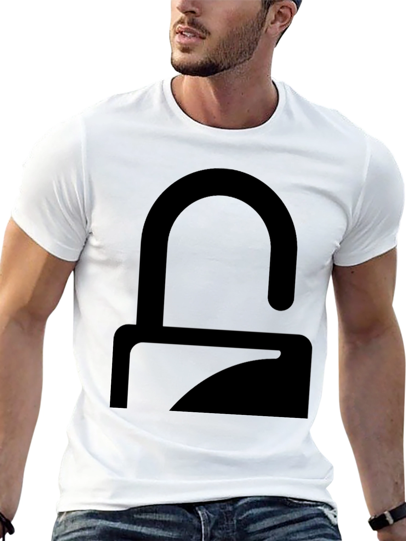 Black Modern Minimalist Graphic T-Shirt - Solid Black view 13