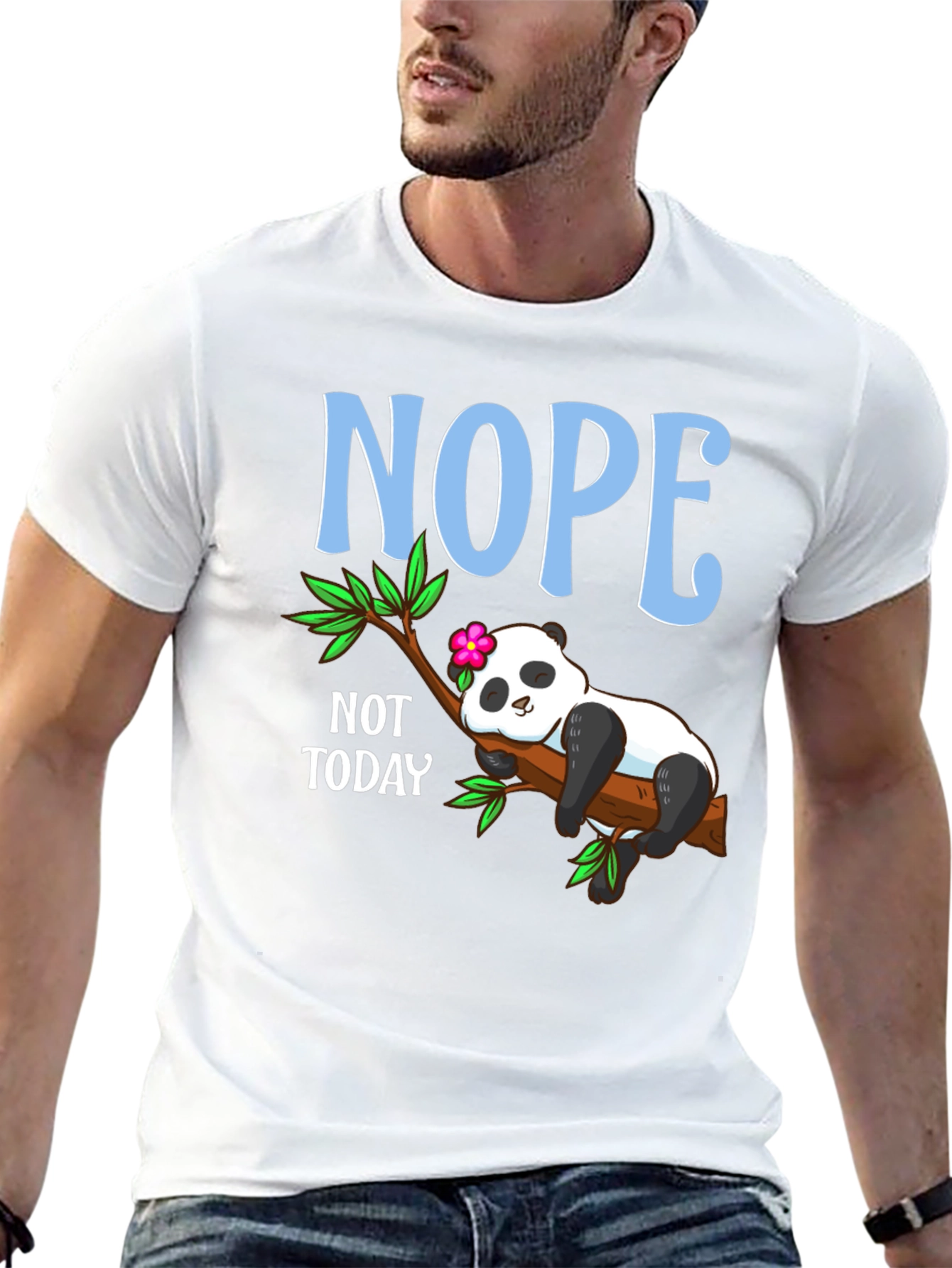 Black Nope Not Today Panda T-Shirt view 13