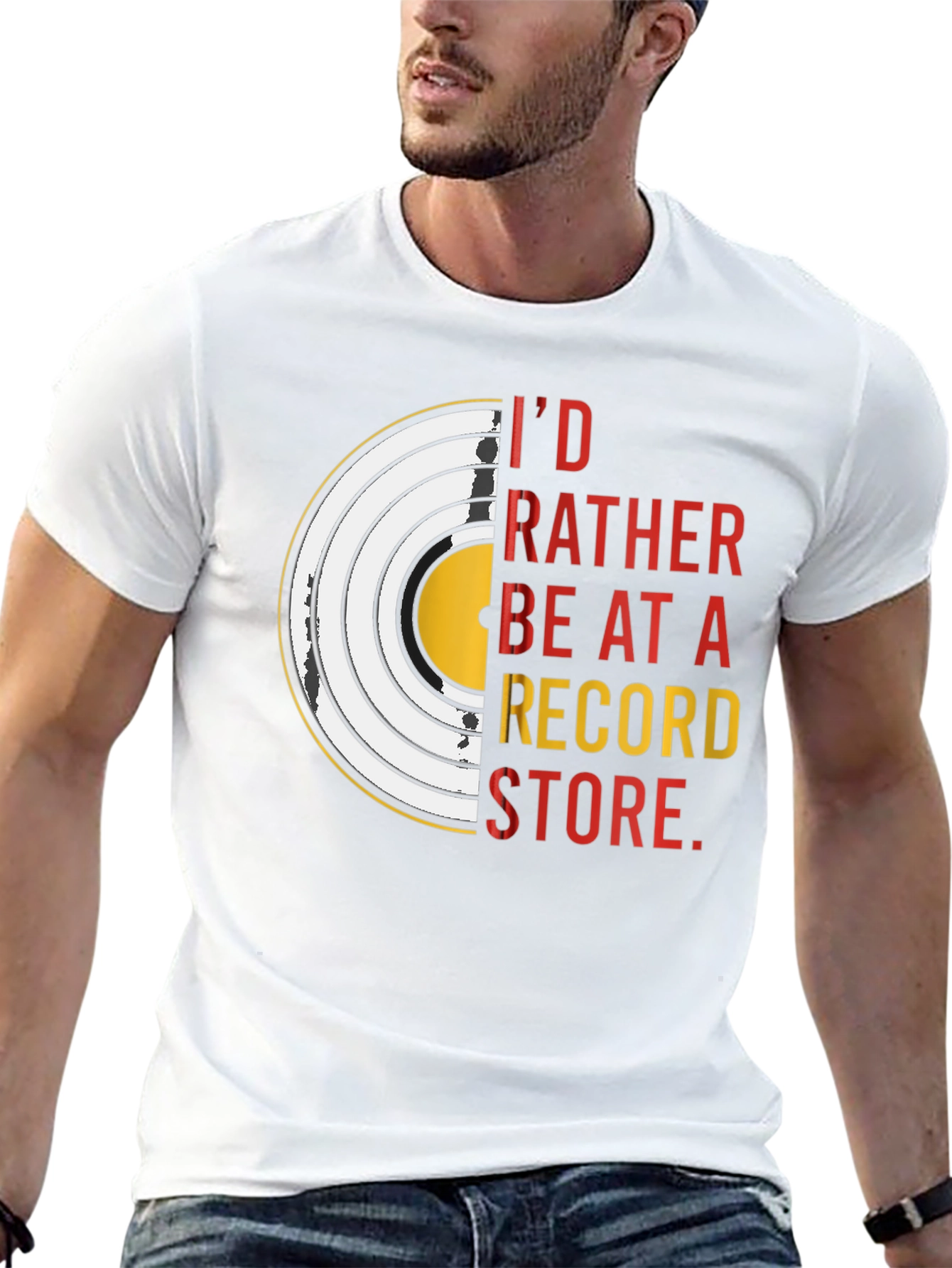 Black I'd Rather Be At A Record Store T-Shirt view 13