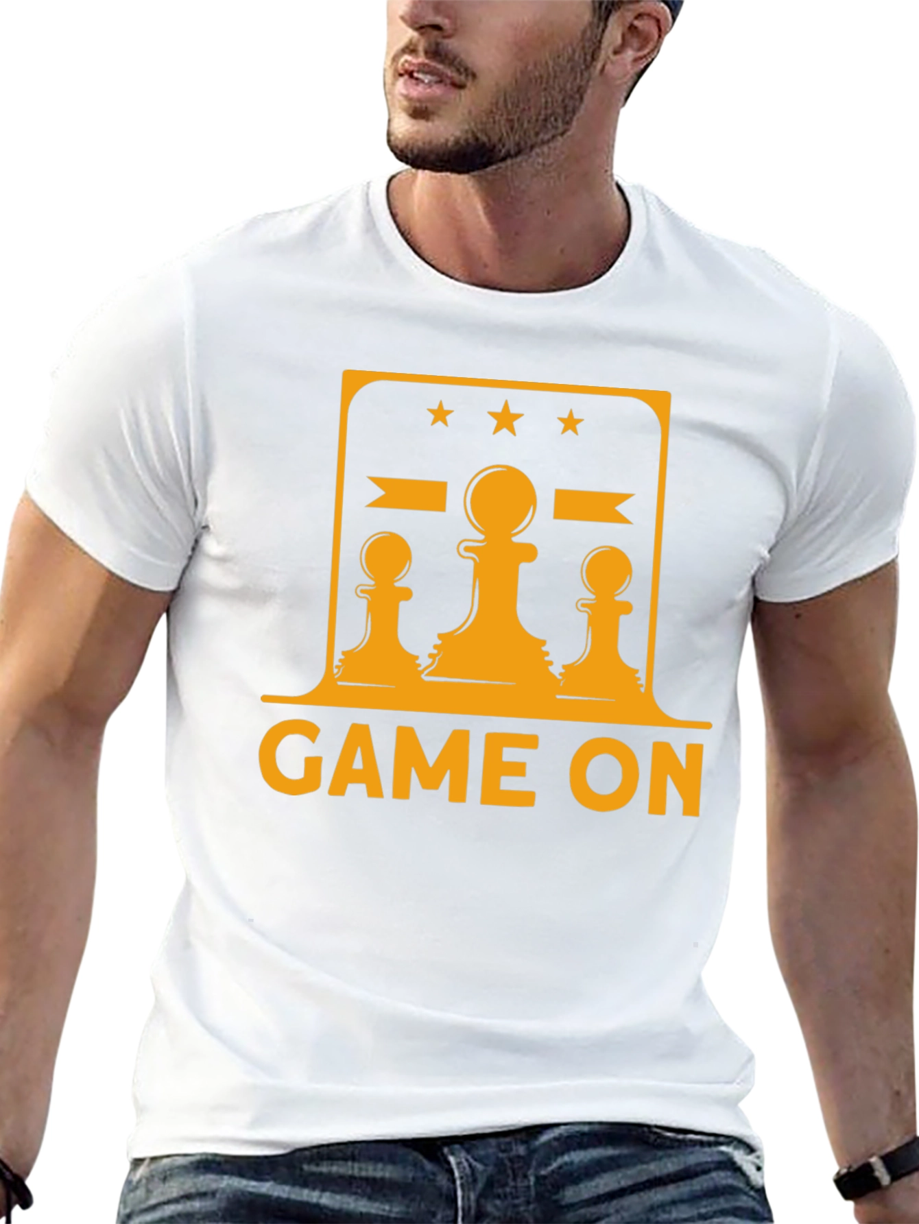 Black Game On Chess Graphic Tee - Black Cotton T-Shirt view 13