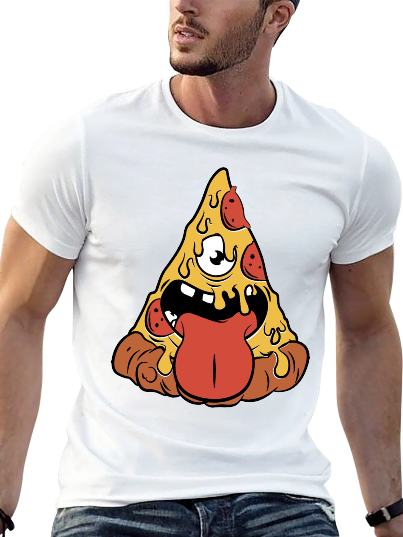 Black Pizza Monster Graphic Tee - Black Short Sleeve view 13
