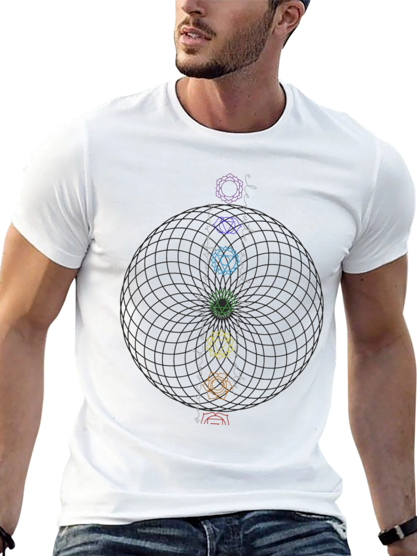 Black Chakra Energy T-Shirt - Meditate in Style view 13