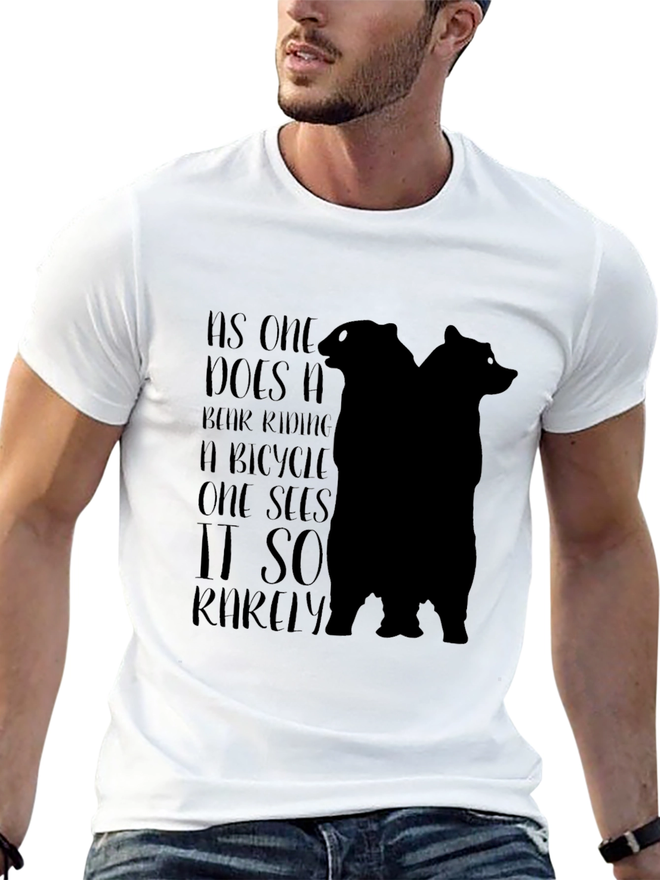 Black Bear Riding Bicycle Tee - Unisex Black T-Shirt view 13