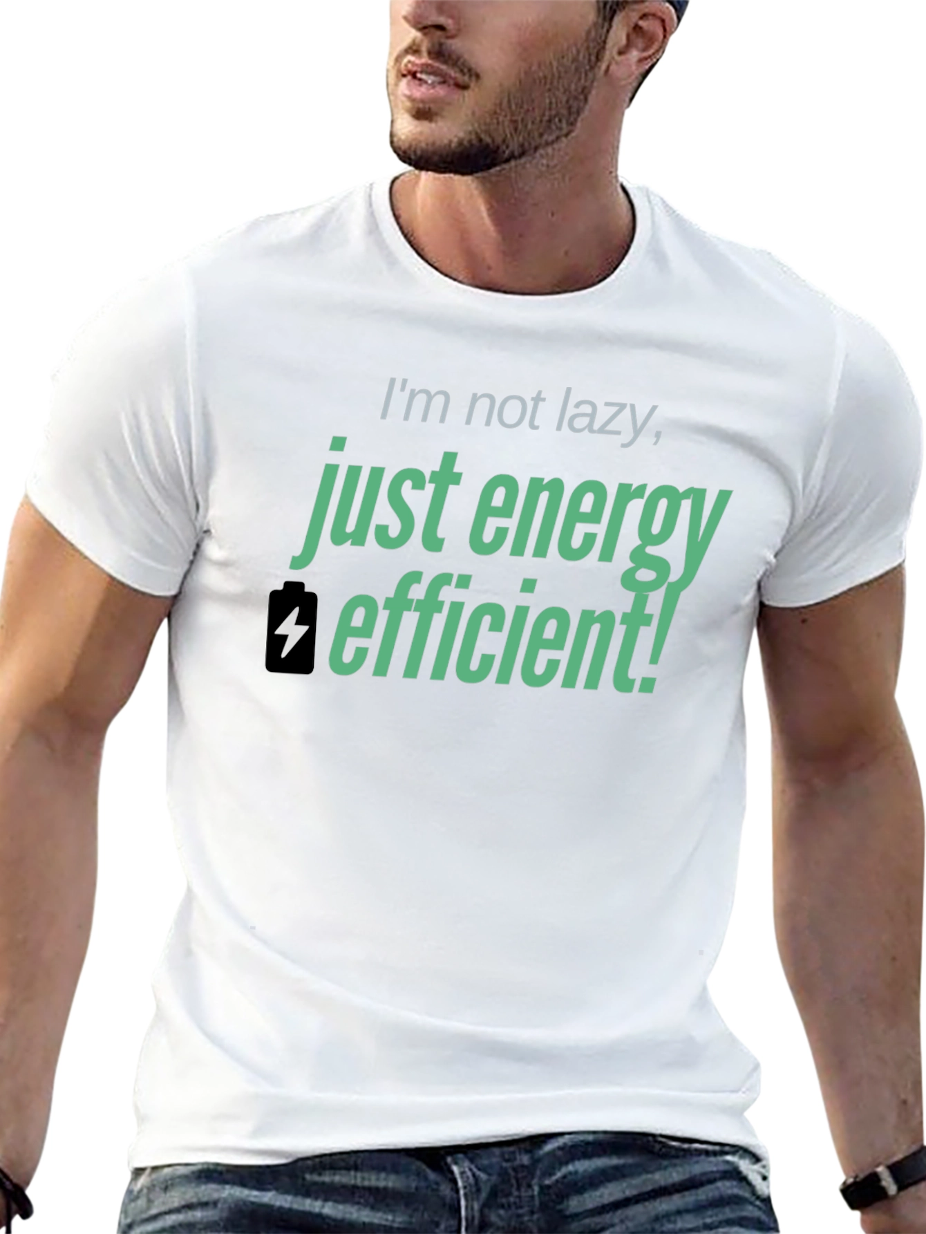 Black Energy Efficient T-Shirt - Funny Lazy Joke Tee view 13