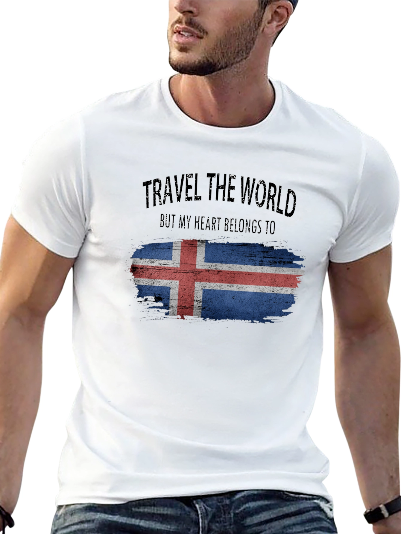 Black Iceland Flag Travel T-Shirt view 13