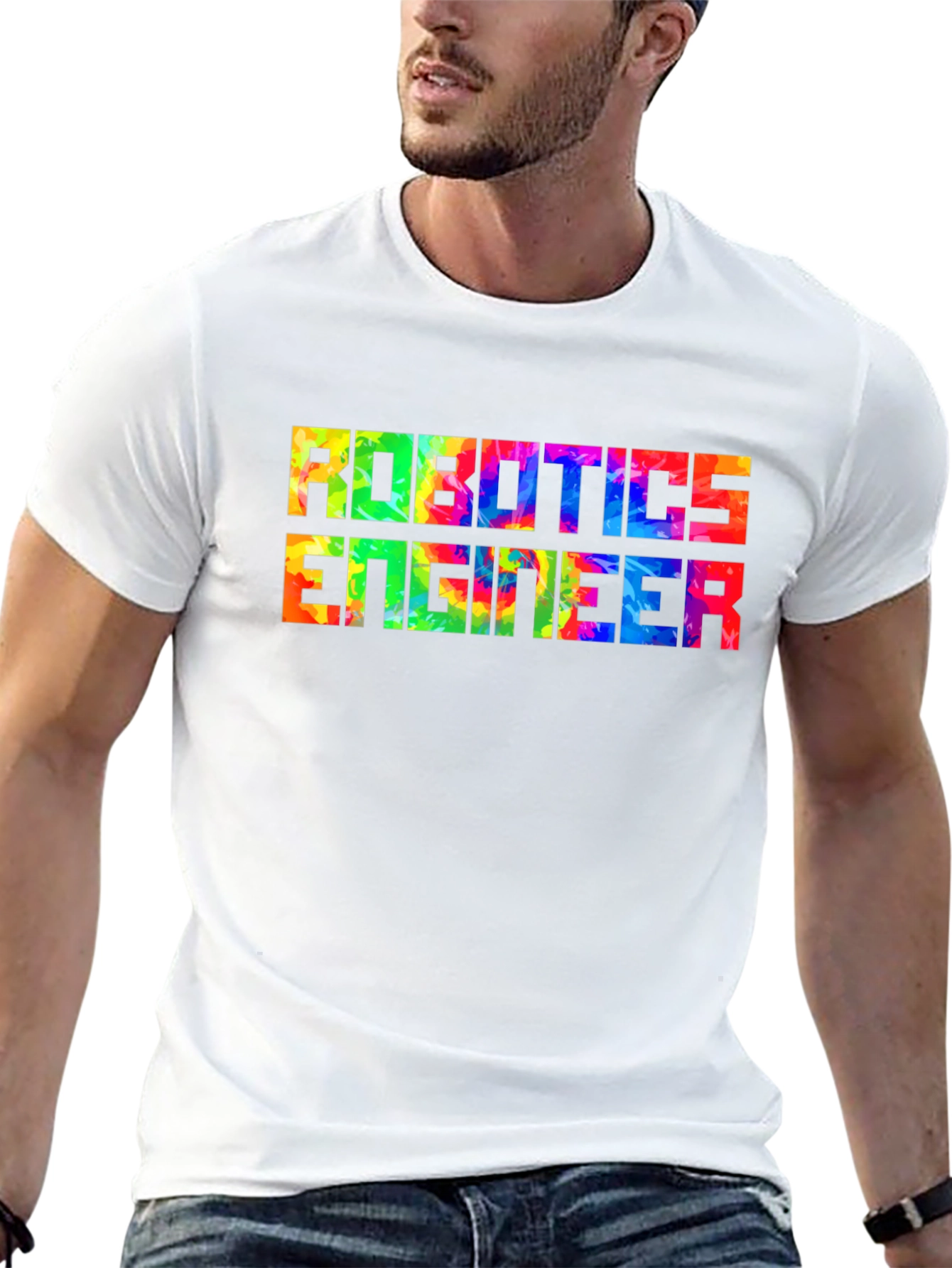 Black Robotics Engineer T-Shirt - Colorful Design view 13