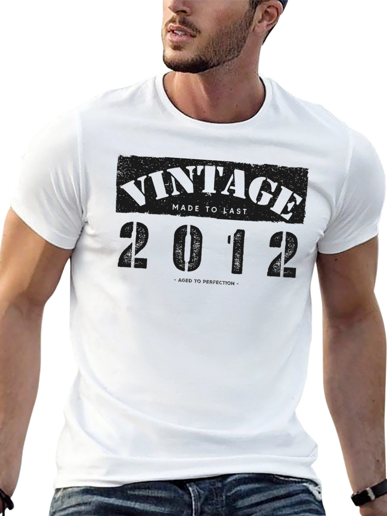 Black Vintage 2012 Made To Last Black Graphic T-Shirt view 13
