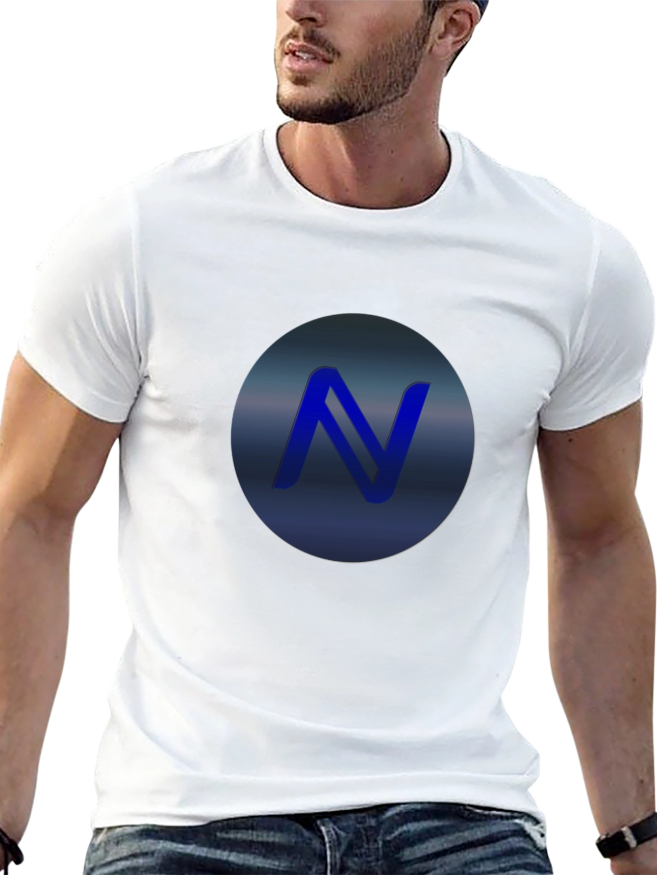 Black Stylish Black T-Shirt with Blue 'N' Logo view 13