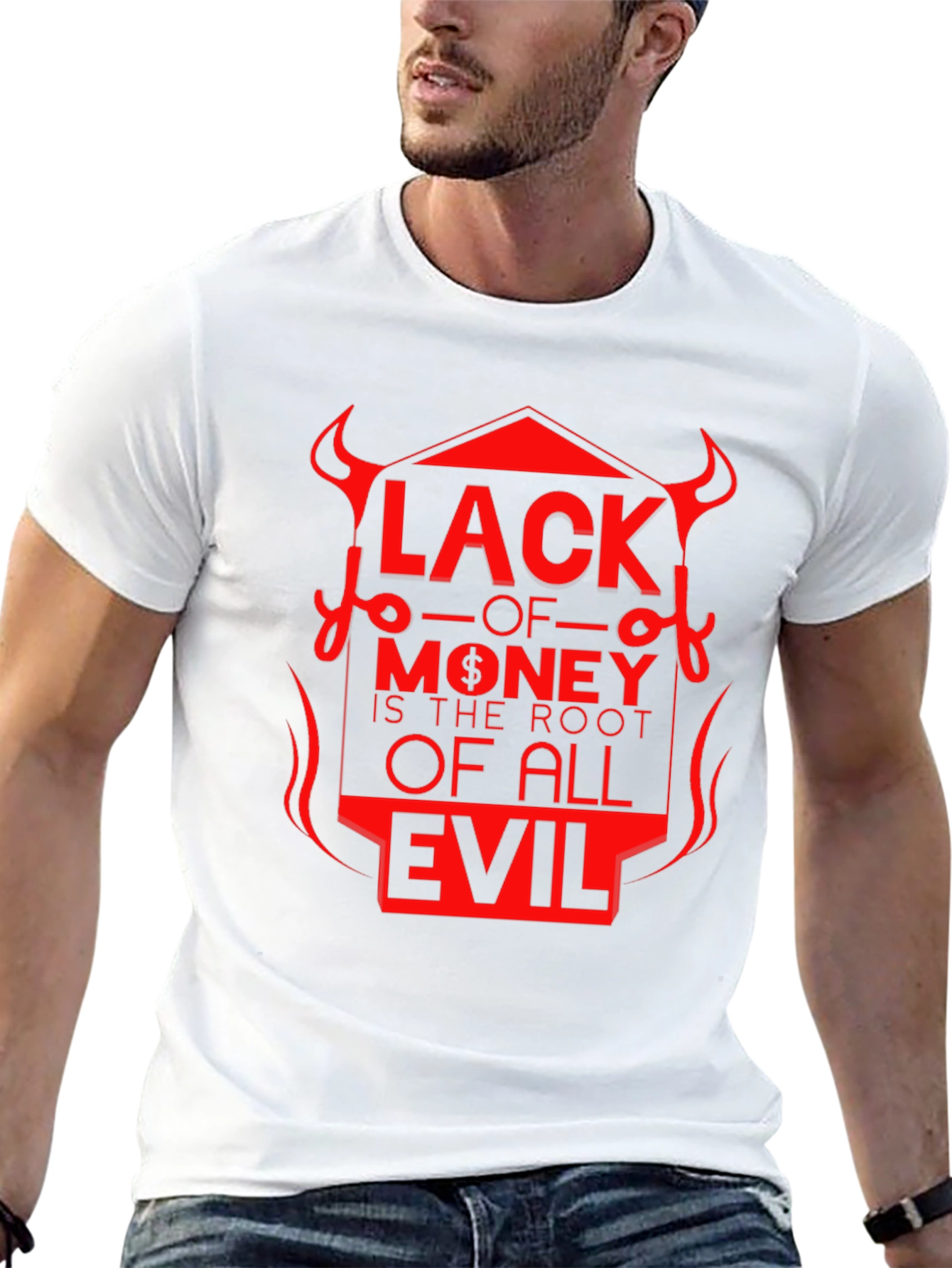 Black Lack of Money Evil T-Shirt | Stylish Graphic Tee view 13