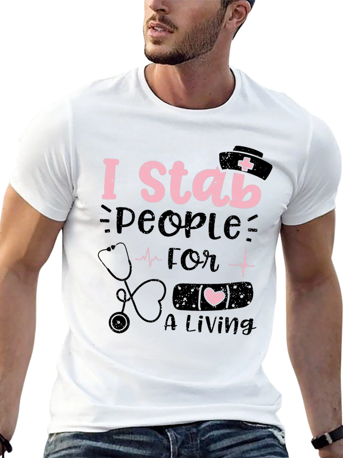 Black Nurse Humor T-Shirt - I Stab People For A Living view 13