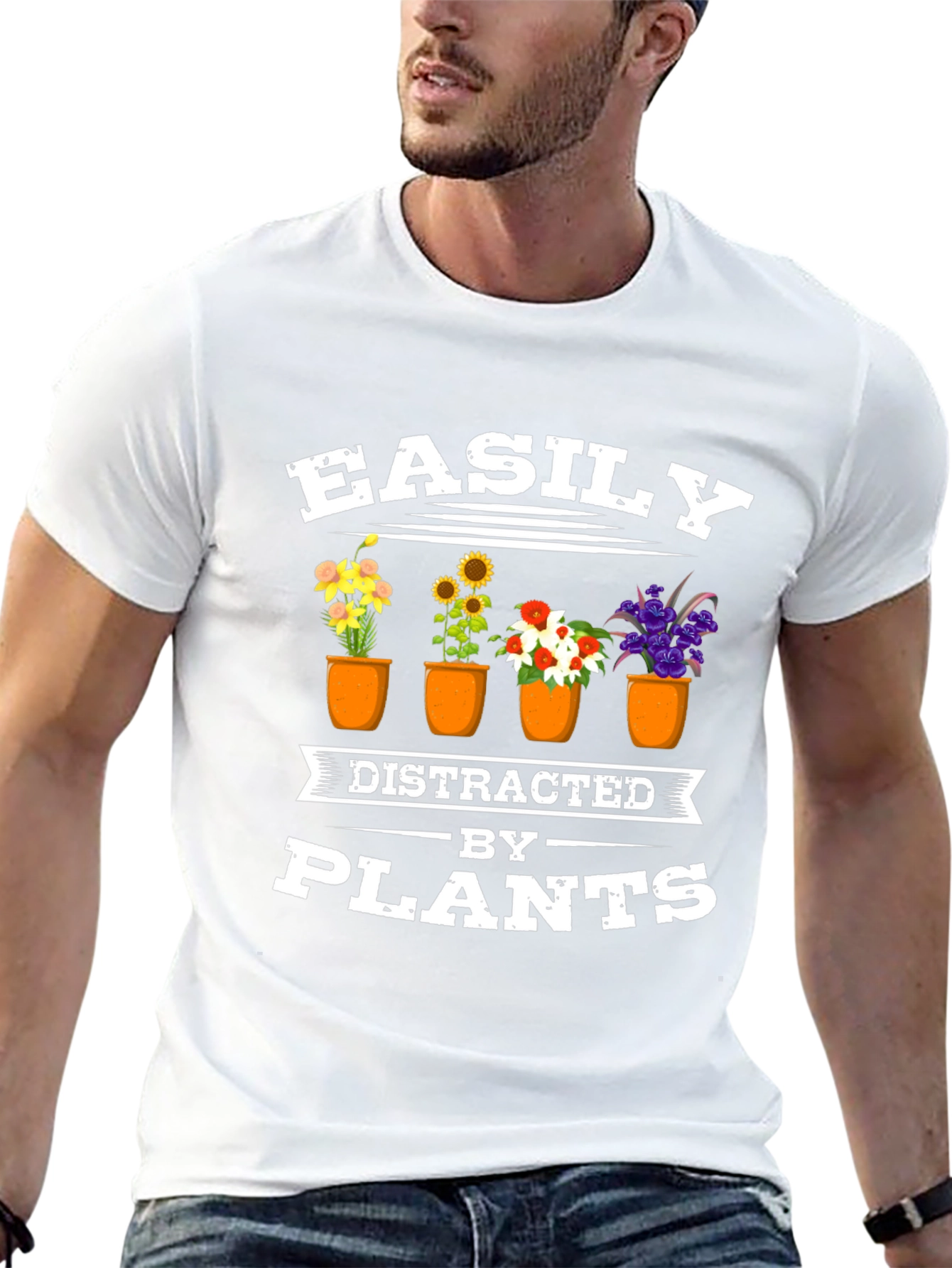 Black Easily Distracted by Plants Black T-Shirt view 13