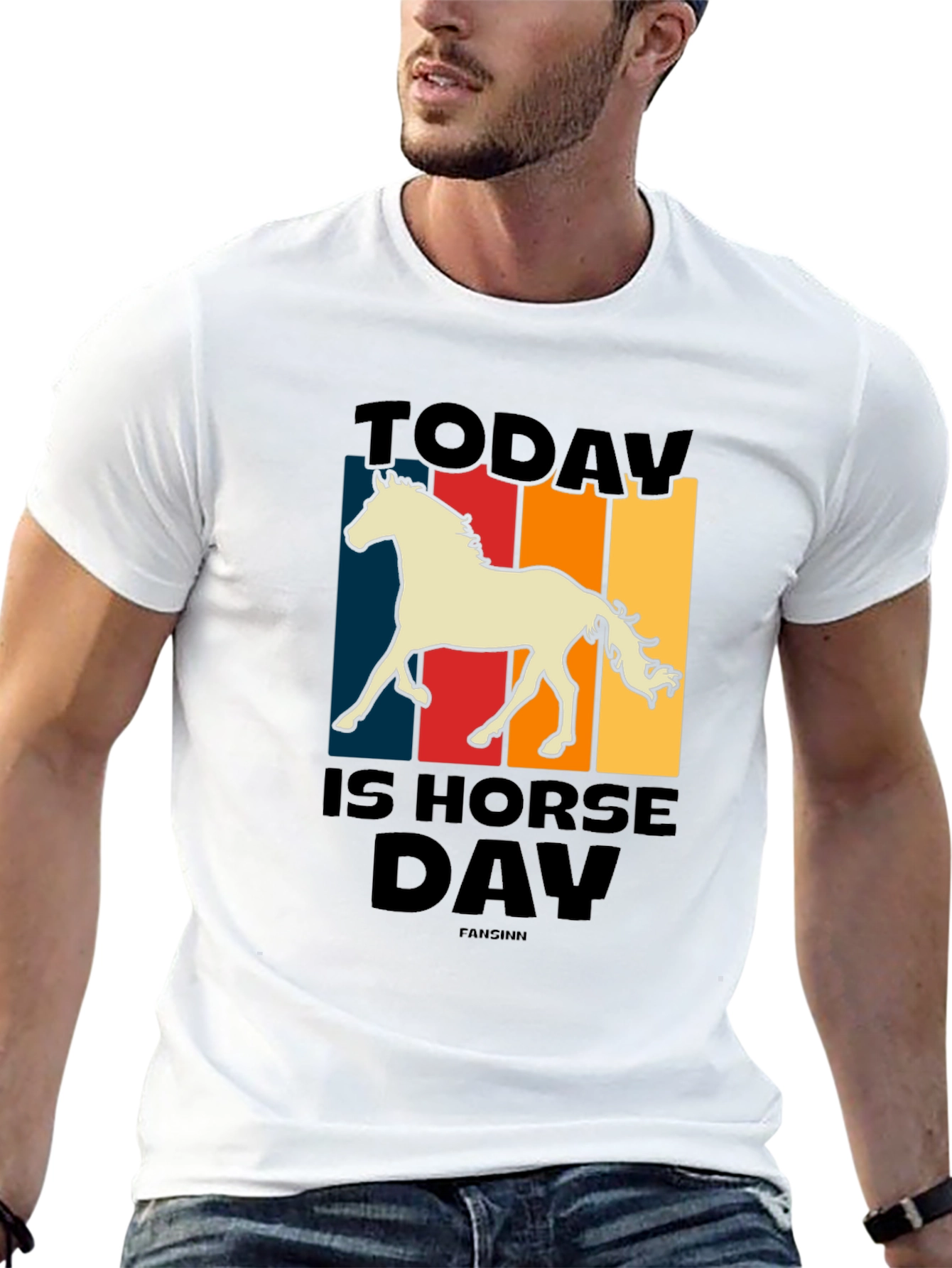 Black Today Is Horse Day Retro Graphic Tee view 13
