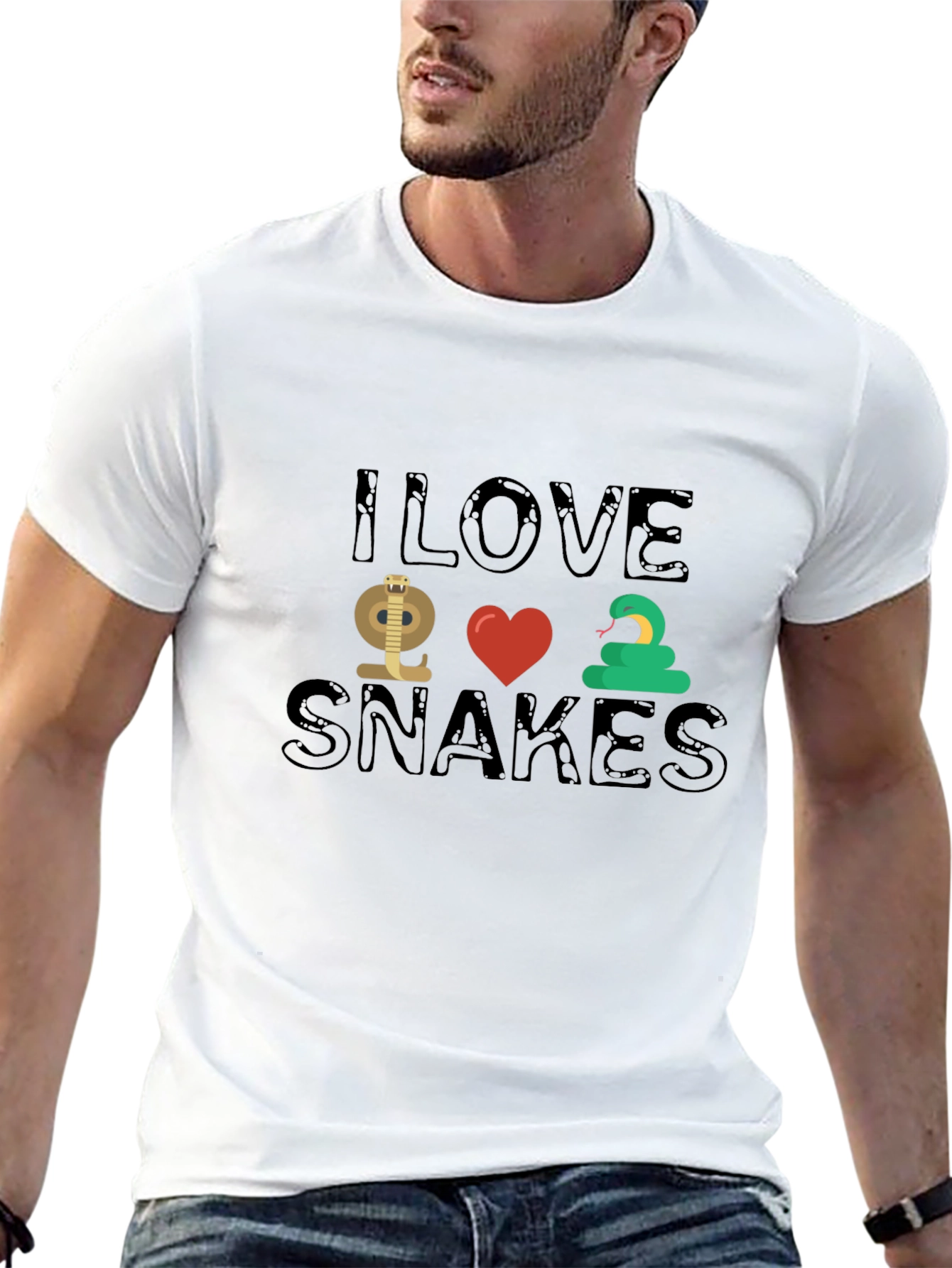 Black I Love Snakes T-Shirt - Novelty Snake Lover Tee view 13