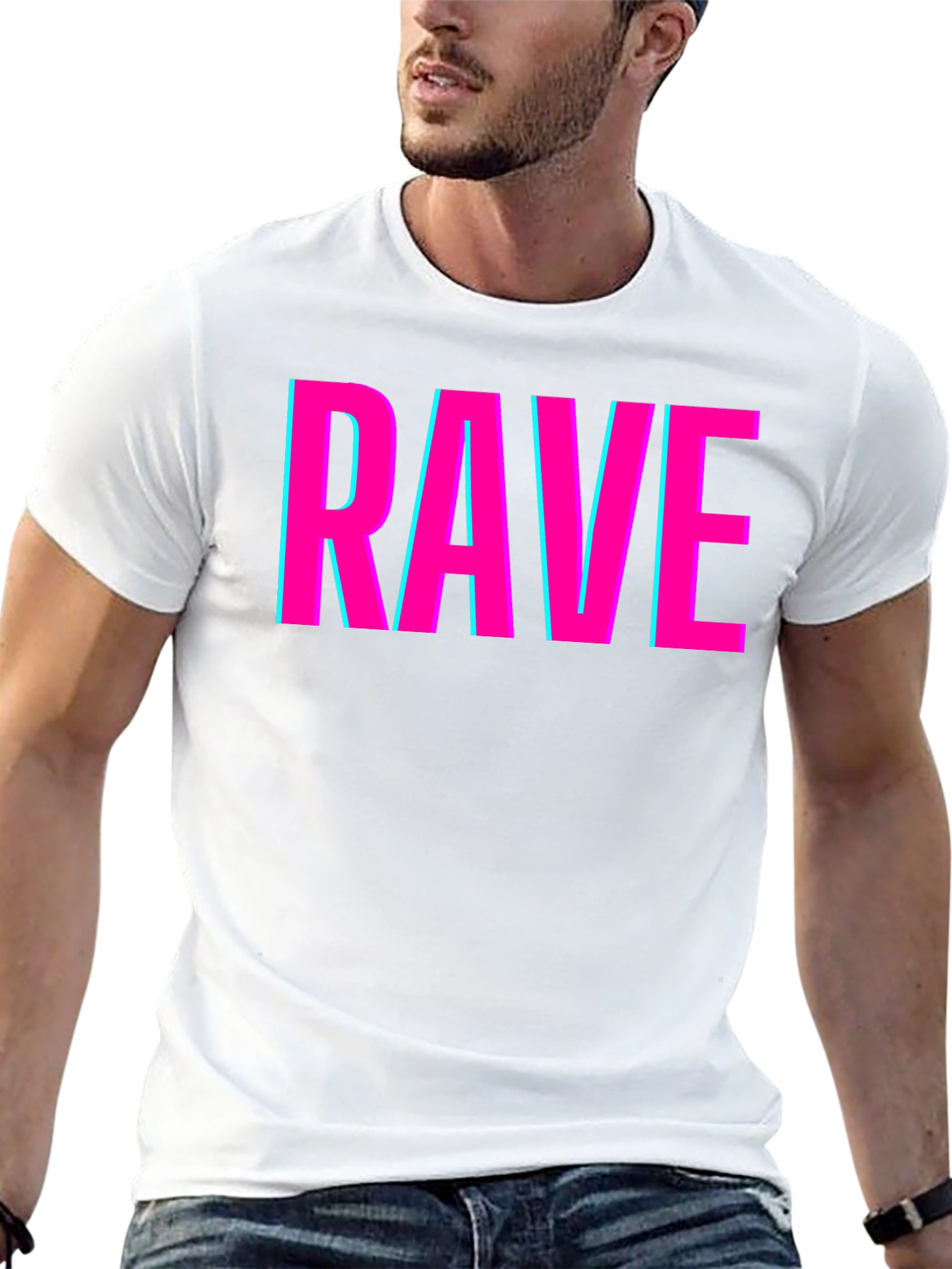 Black Rave Graphic Tee - Neon Pink & Blue view 13
