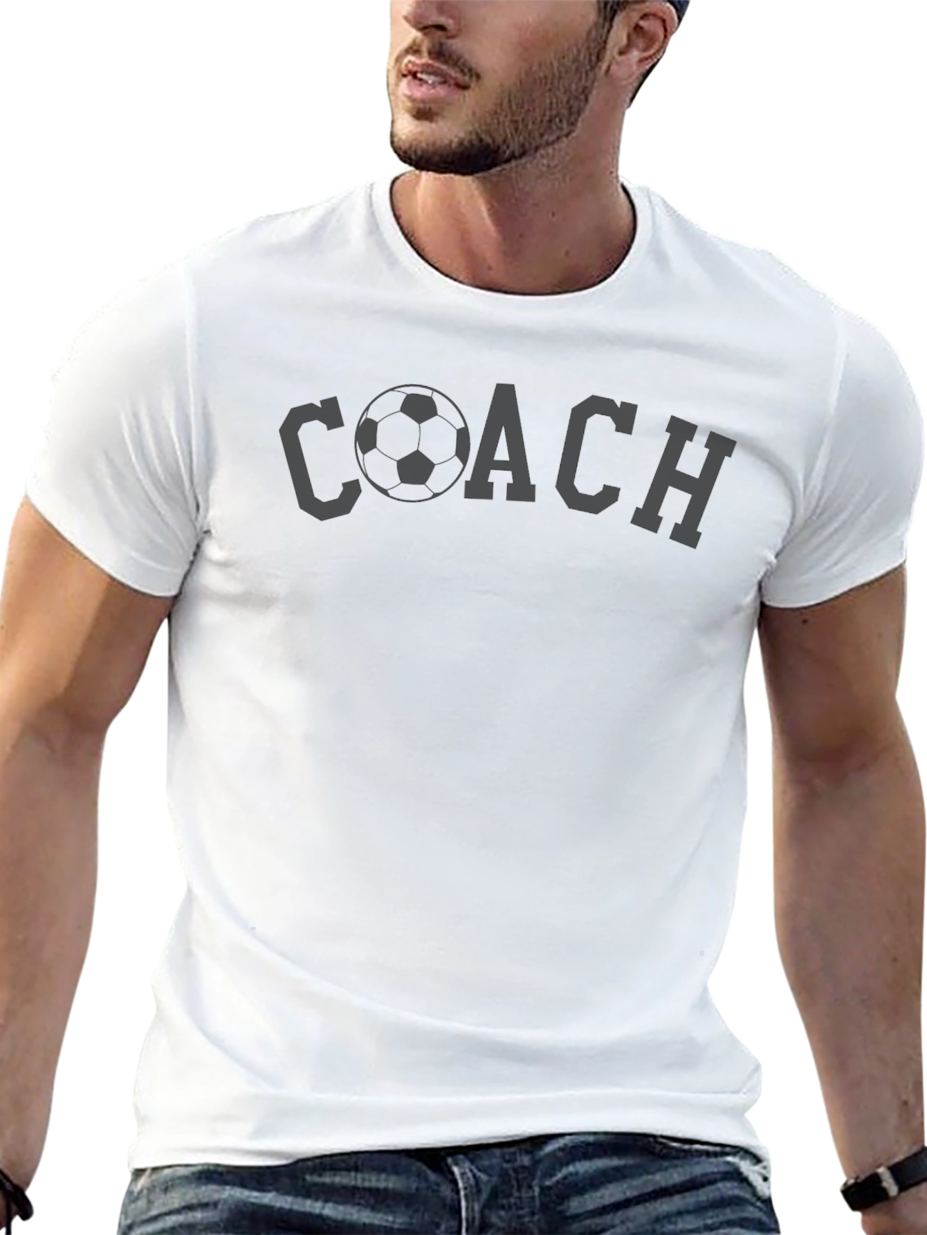 Black Soccer Coach T-Shirt view 13