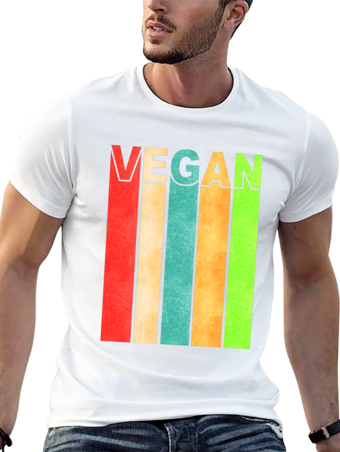 Black Retro Vegan Striped T-Shirt - Bold Statement Tee view 13