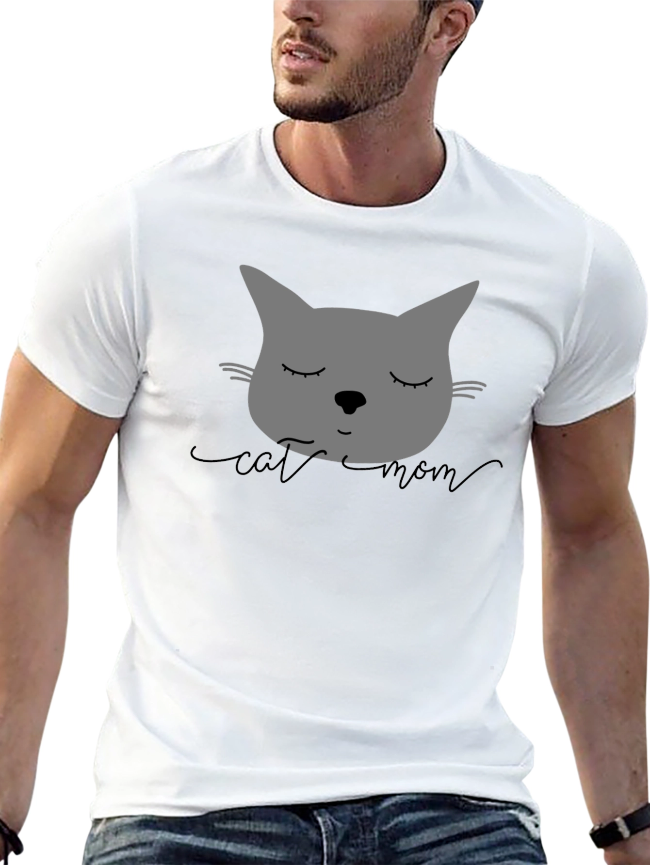 Black Cat Mom Graphic Tee - Unisex Black T-Shirt view 13