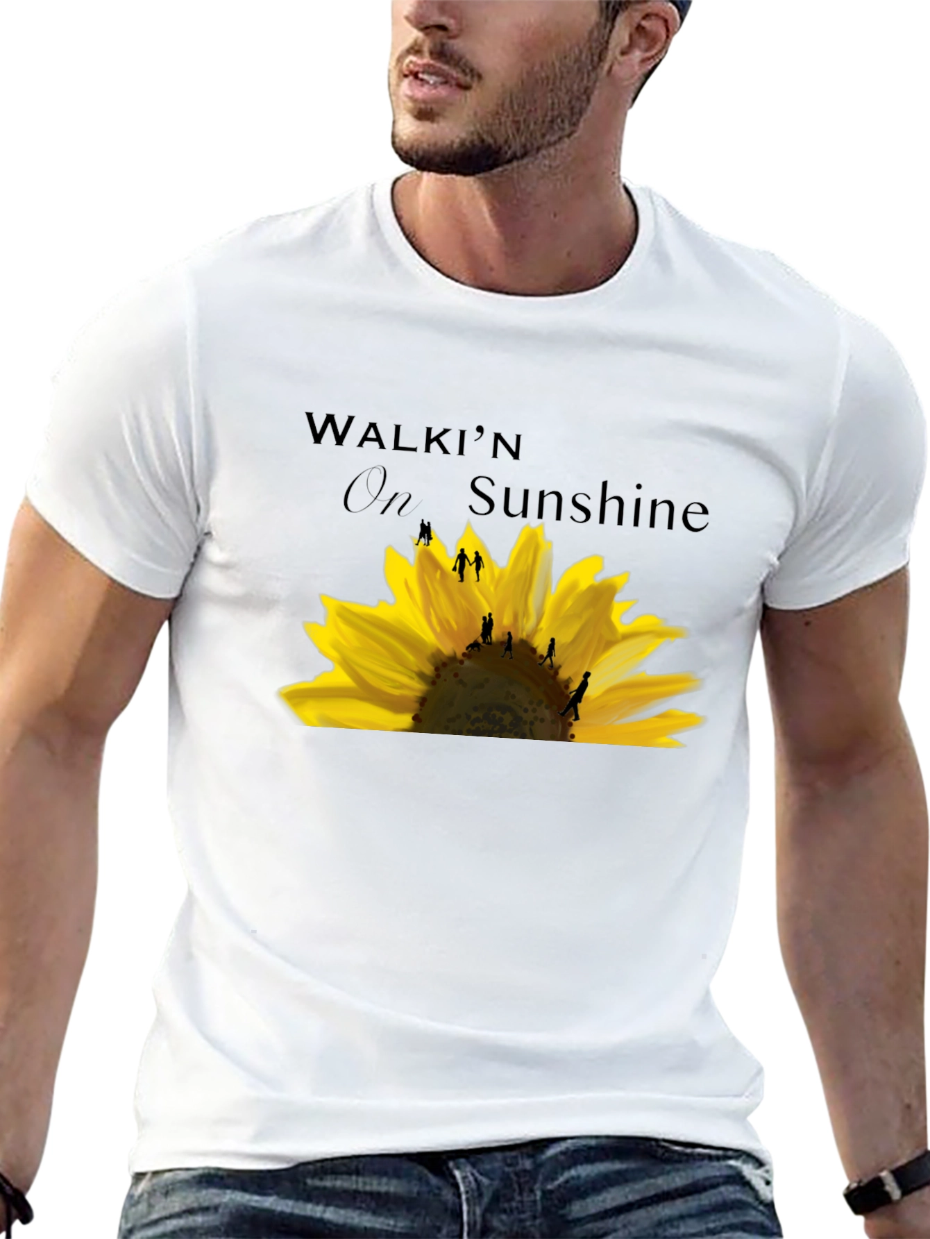 Black Walkin' on Sunshine Sunflower Graphic T-Shirt view 13