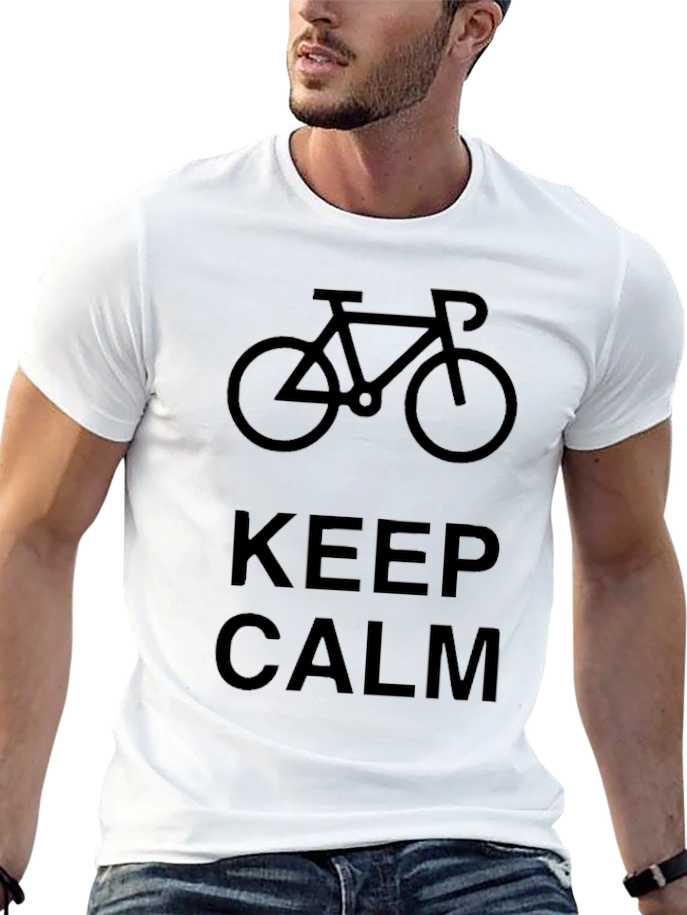 Black Keep Calm Bicycle Graphic Black T-Shirt view 13