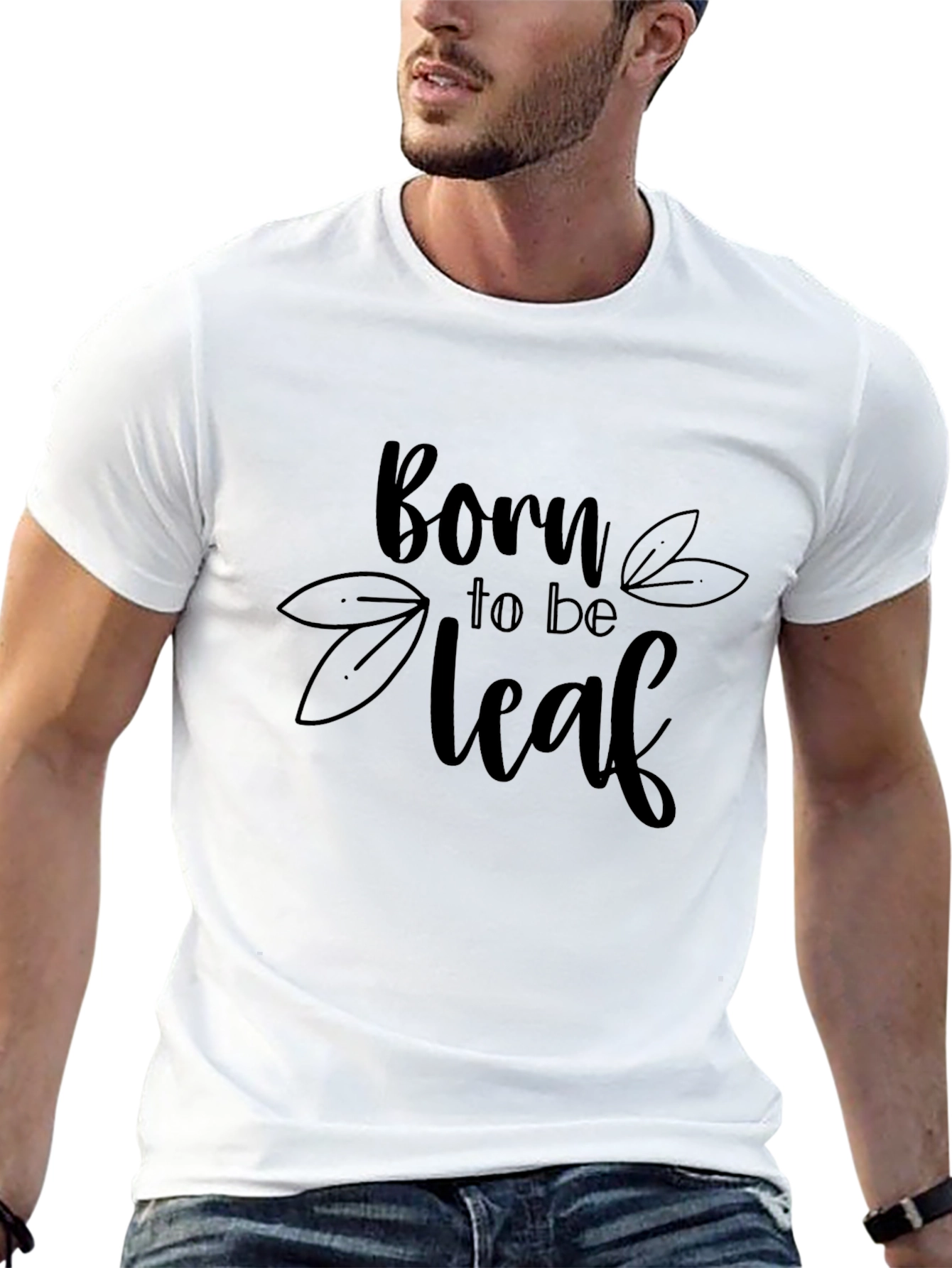 Black Born to be Leaf T-Shirt - Soft Cotton Tee view 13