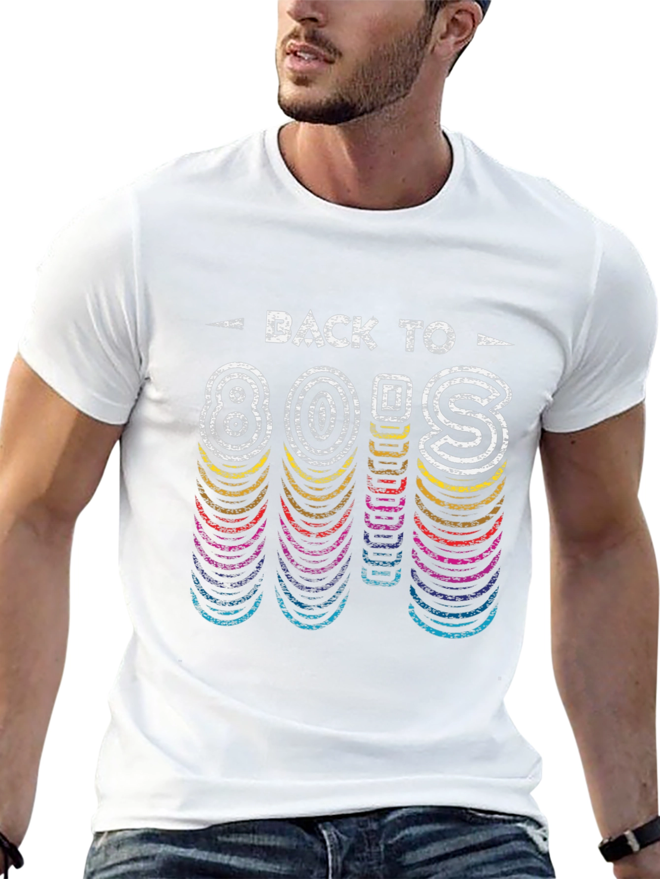 Black Back to 80's Retro Style Black T-Shirt view 13