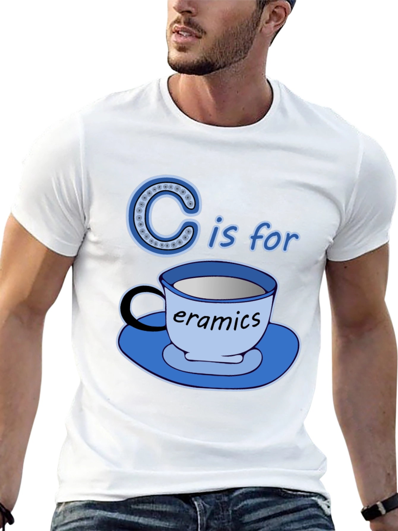 Black C is for Ceramics Funny T-Shirt view 13