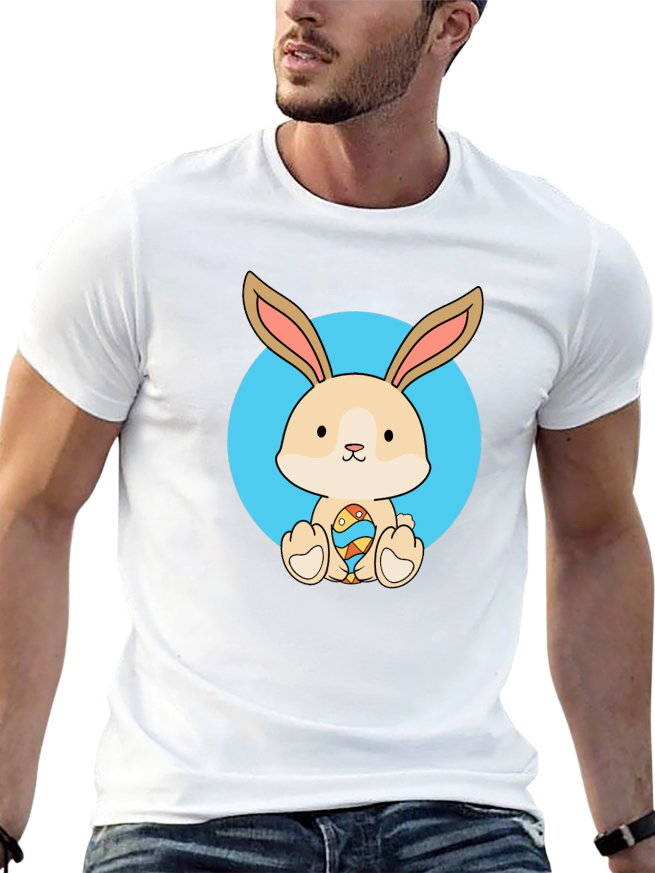 Black Cute Bunny Easter Egg Black T-Shirt view 13