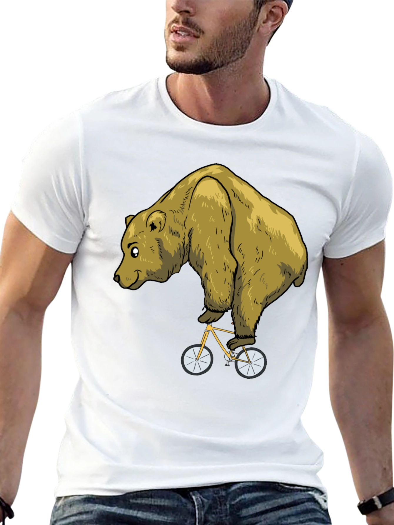 Black Bear on Bike Graphic Tee - Funny Animal T-Shirt view 13