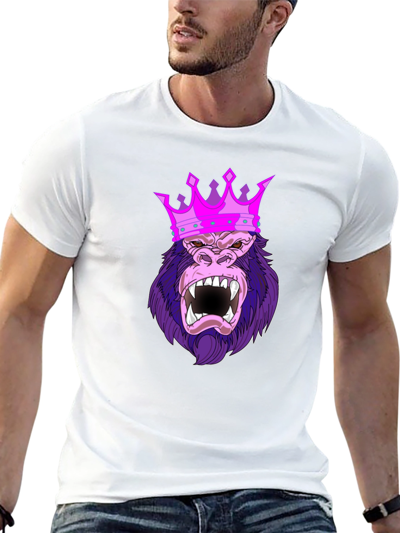 Black King Kong T-Shirt - Gorilla Crown Graphic Tee view 13