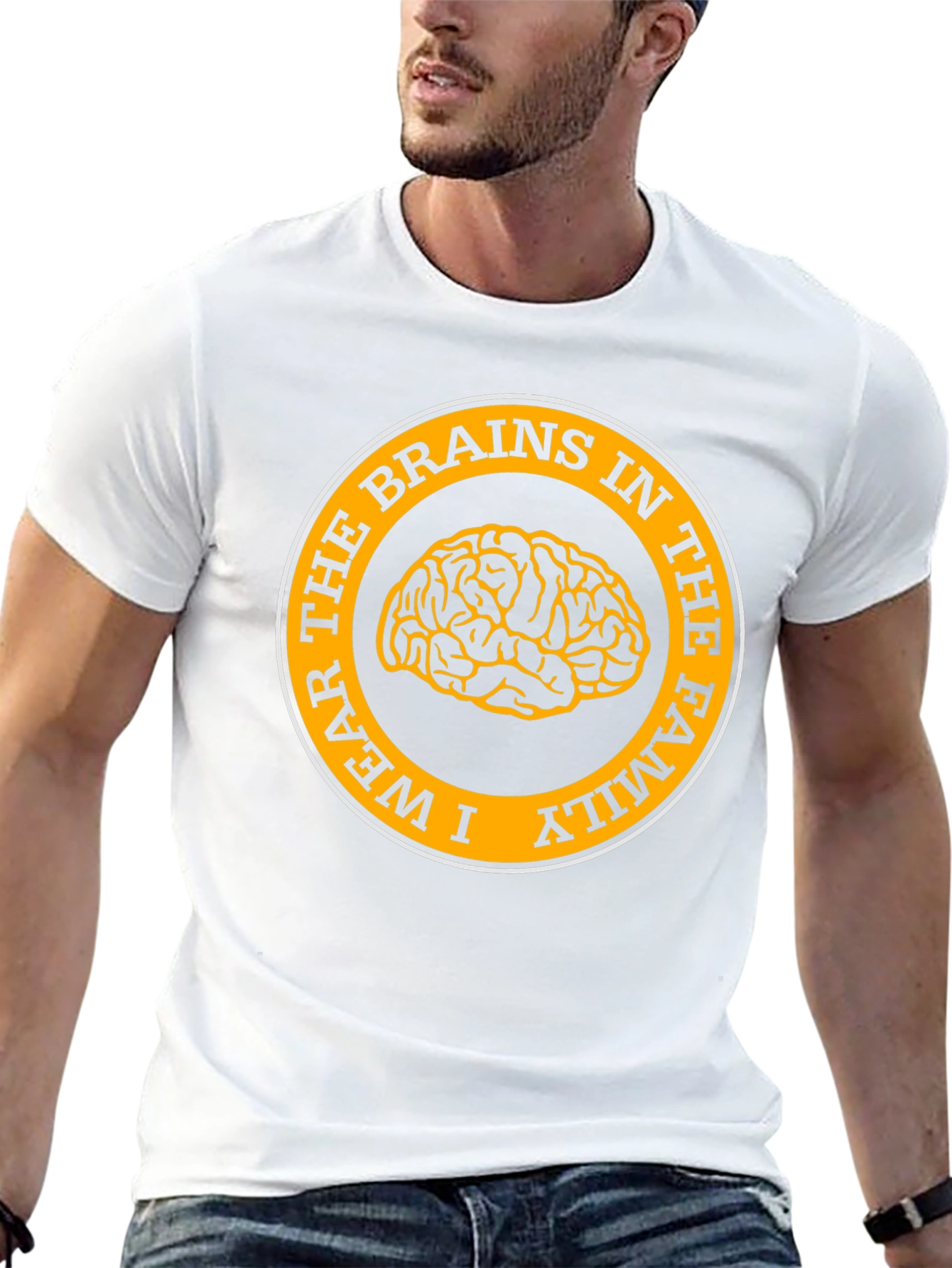 Black I Wear the Brains in the Family T-Shirt view 13