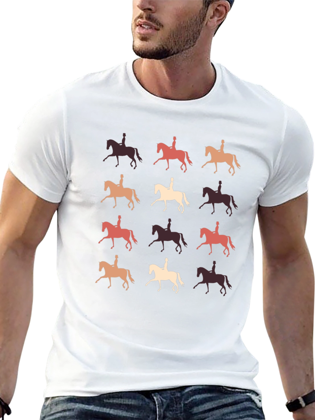 Black Retro Horse Riding T-Shirt view 13