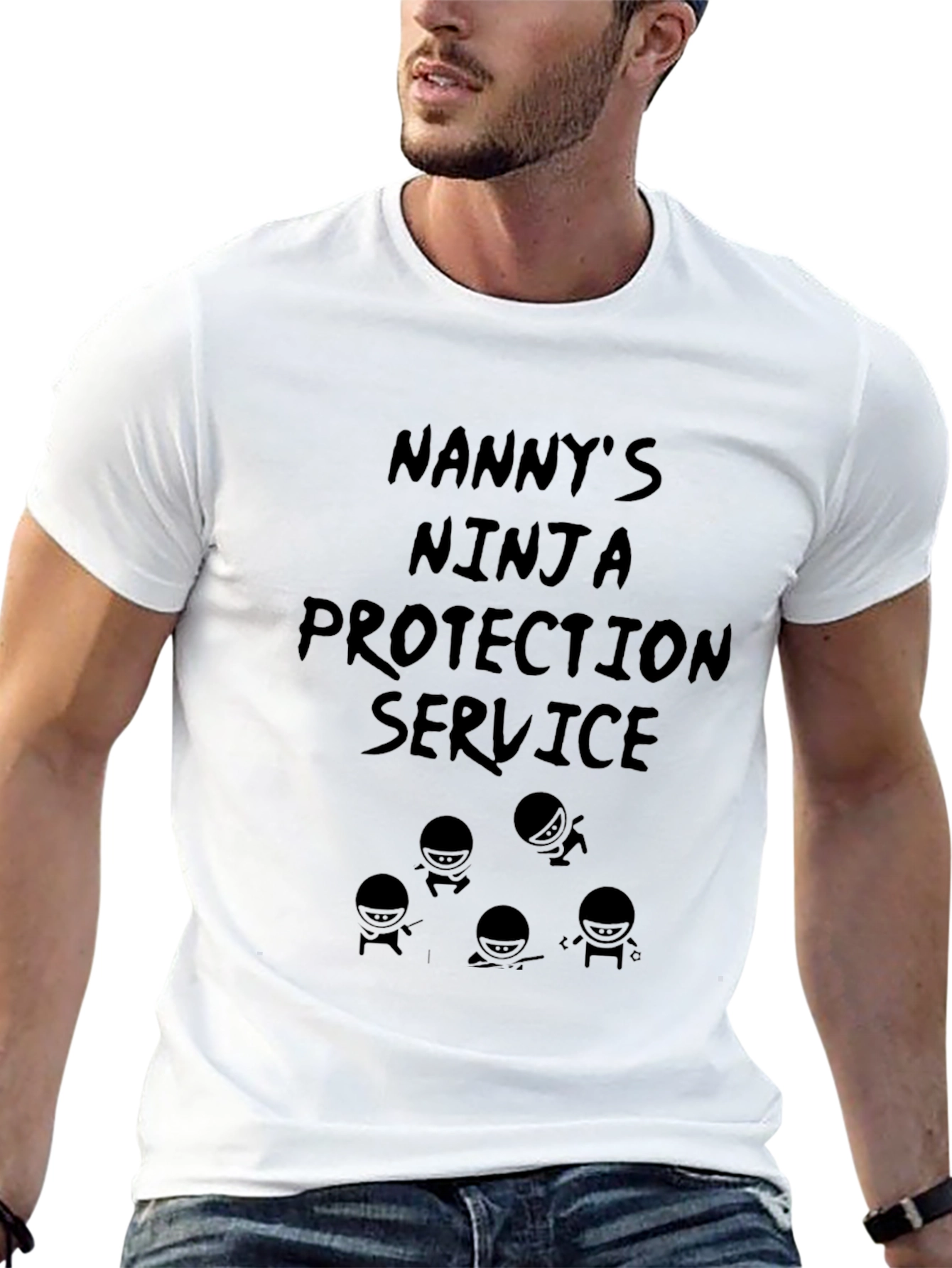 Black Nanny's Ninja Protection Service Graphic T-Shirt view 13