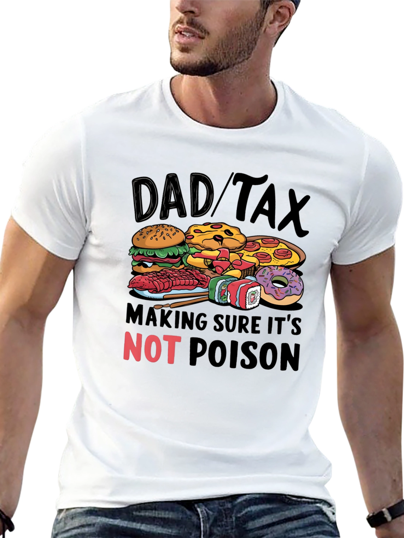 Black Dad Tax Food T-Shirt - Novelty Gift for Fathers view 13